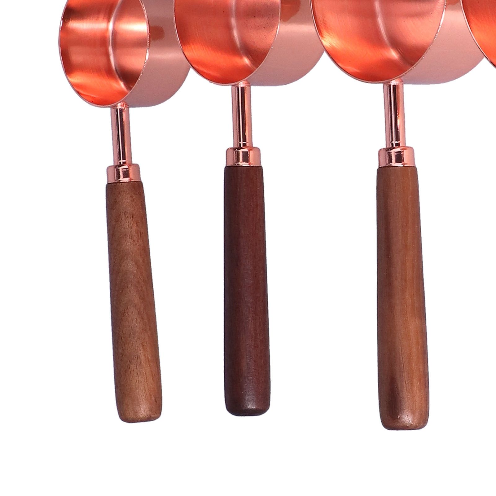4Pcs Measuring Cups and Spoons Set with Copper Plated Handle Baking Tool for view 14
