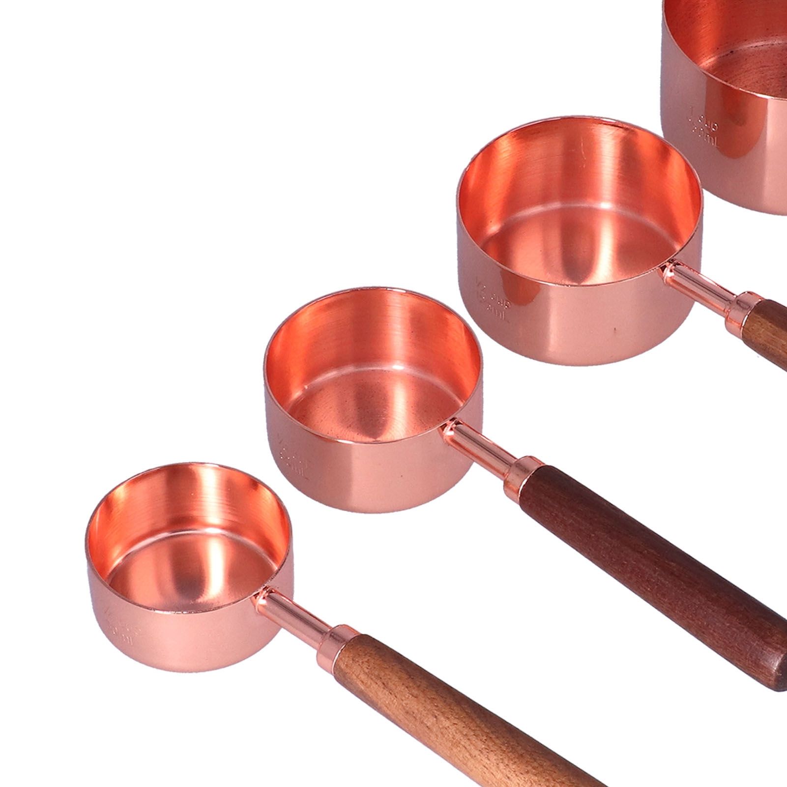 4Pcs Measuring Cups and Spoons Set with Copper Plated Handle Baking Tool for view 15