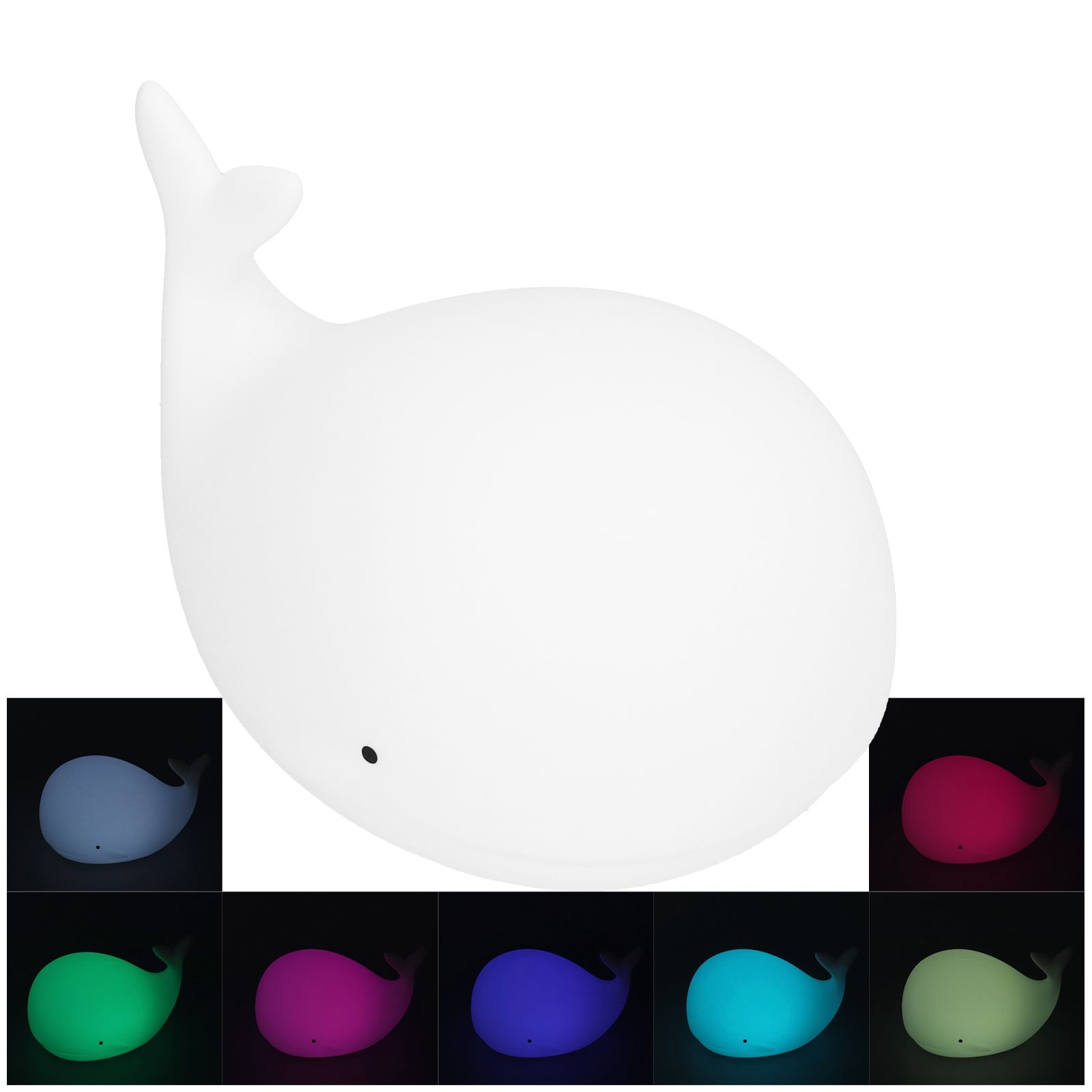 Silicone Night Light USB Charging Cute Whale Shaped Tap Lamp with 3 Lighting view 10