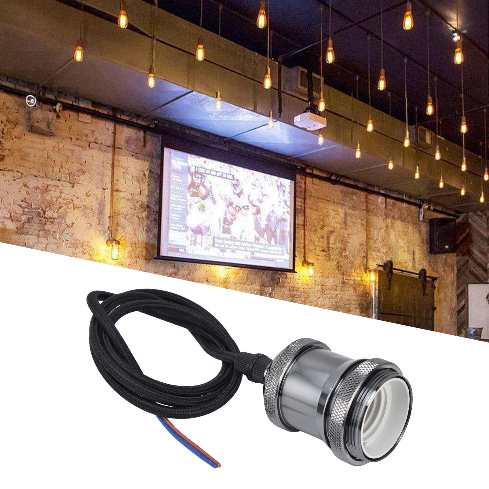 E27 Lamp Holder with Cord Vintage Pendant Light Lampholder for Bedroom 100‑240V view 11