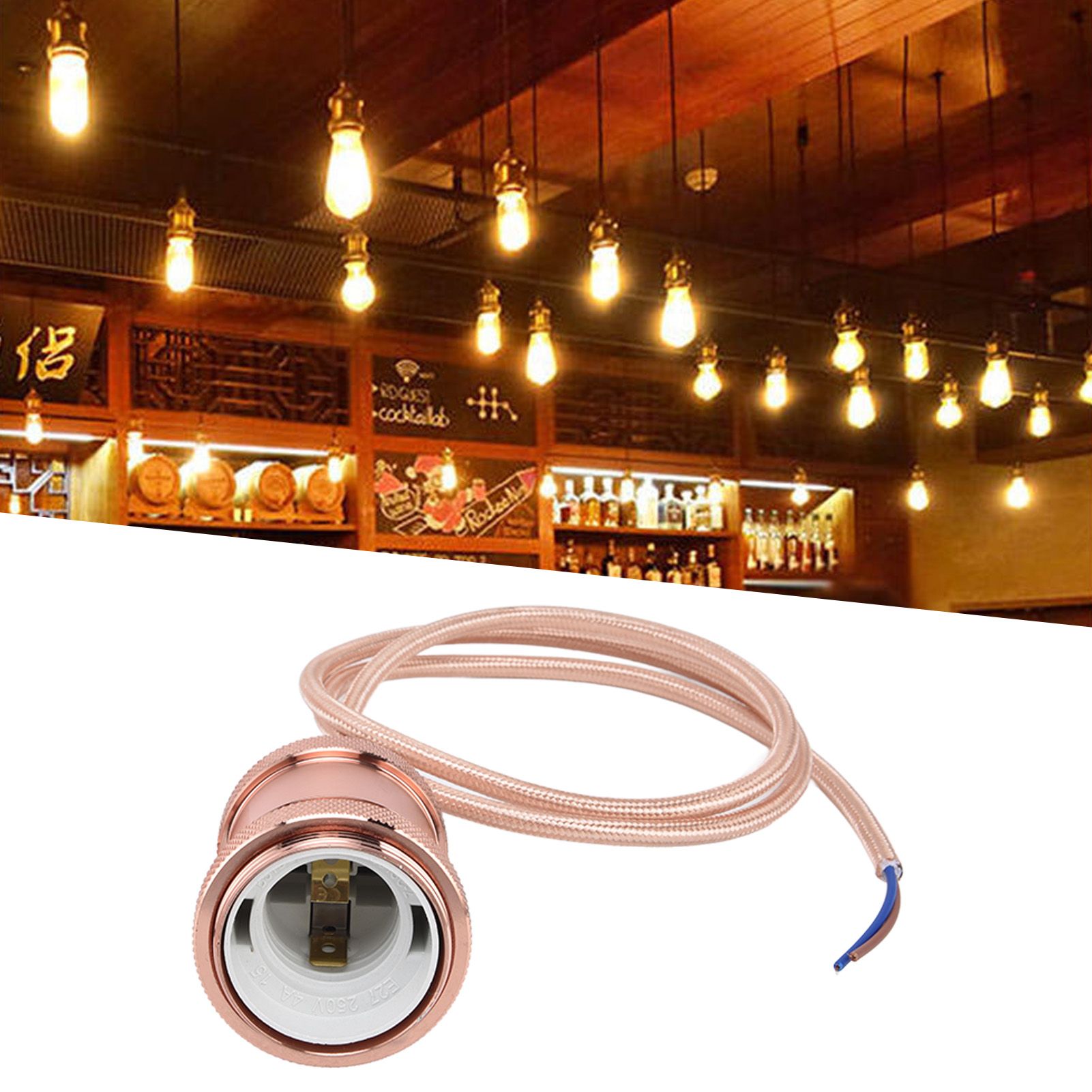E27 Lamp Holder with Cord Vintage Pendant Light Lampholder for Bedroom 100‑240V view 11