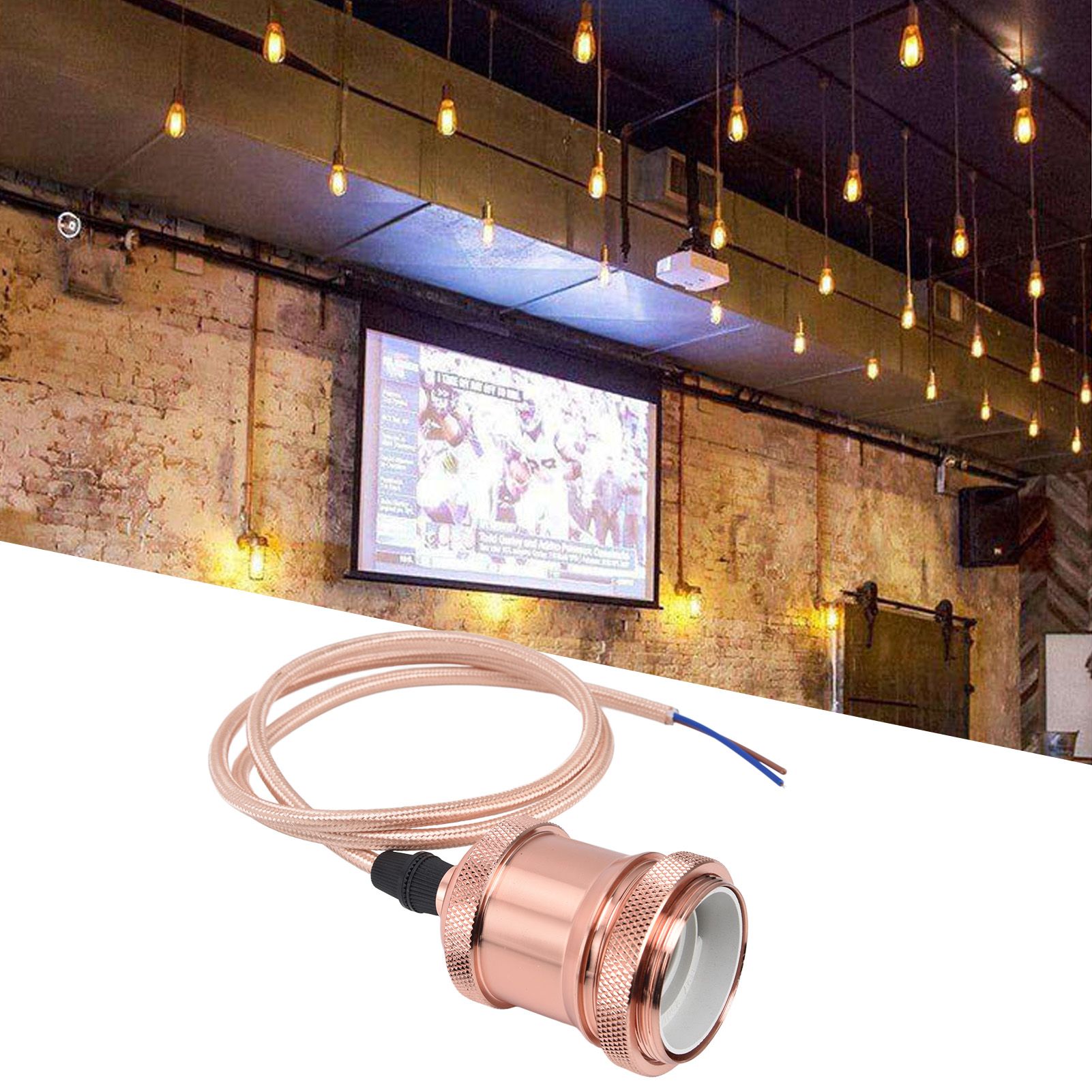 E27 Lamp Holder with Cord Vintage Pendant Light Lampholder for Bedroom 100‑240V view 12