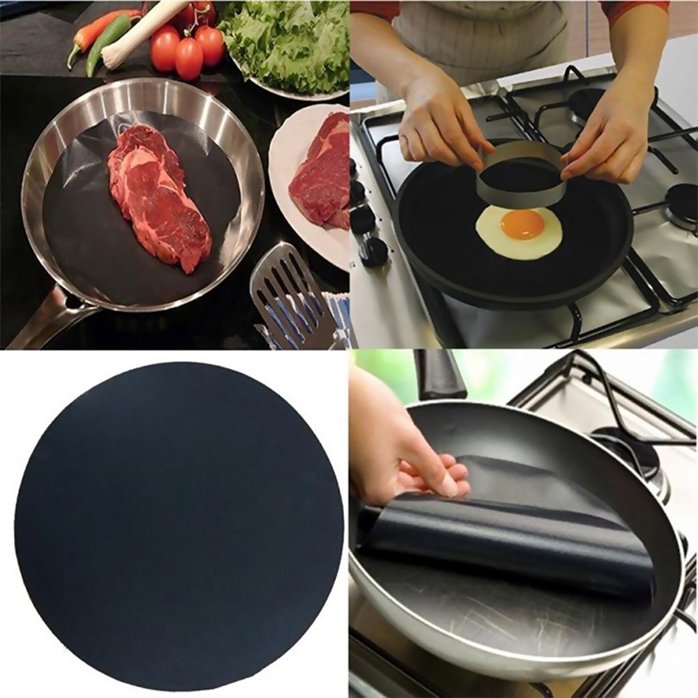 2 Pack 24cm Round Non Stick High Temperature Pan Frying Pan Liner Sheet view 2