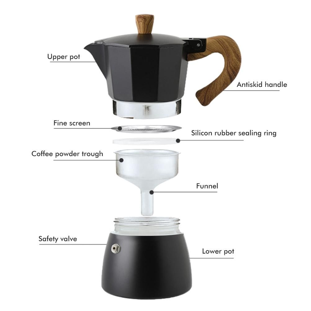 150ML/300ML Portable Aluminum Italian Style Espresso Maker Moka Pot Coffee view 4