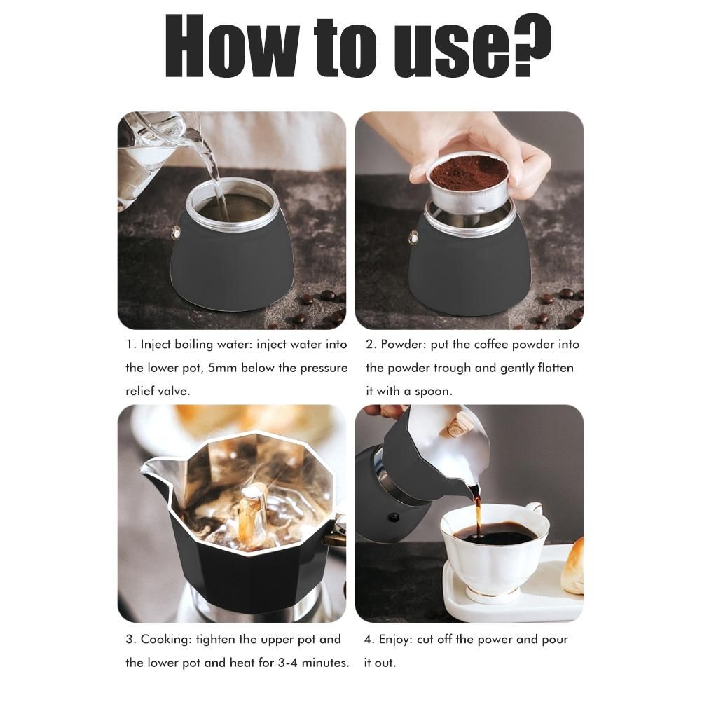 150ML/300ML Portable Aluminum Italian Style Espresso Maker Moka Pot Coffee view 7