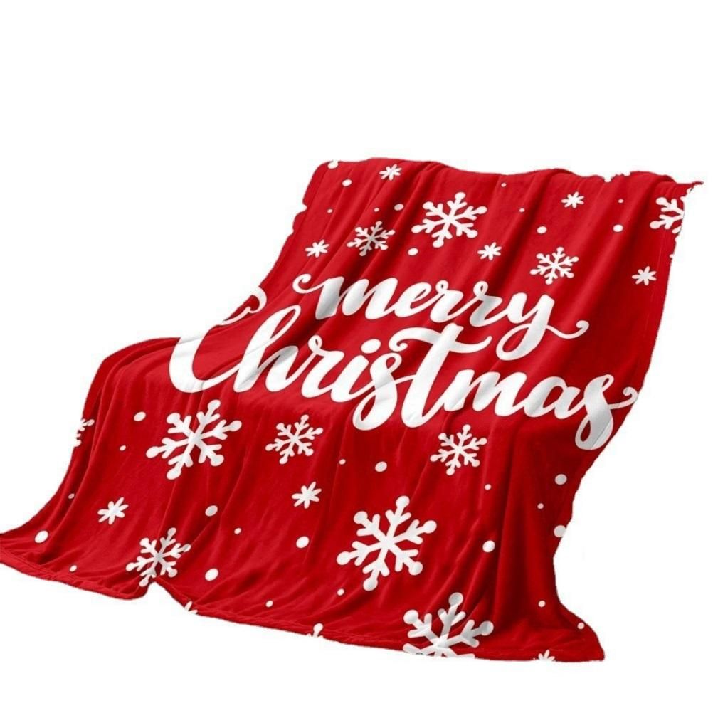 Merry Christmas Flannel Blanket Snowflake Print Soft Warm Plush Throw Blanket view 4
