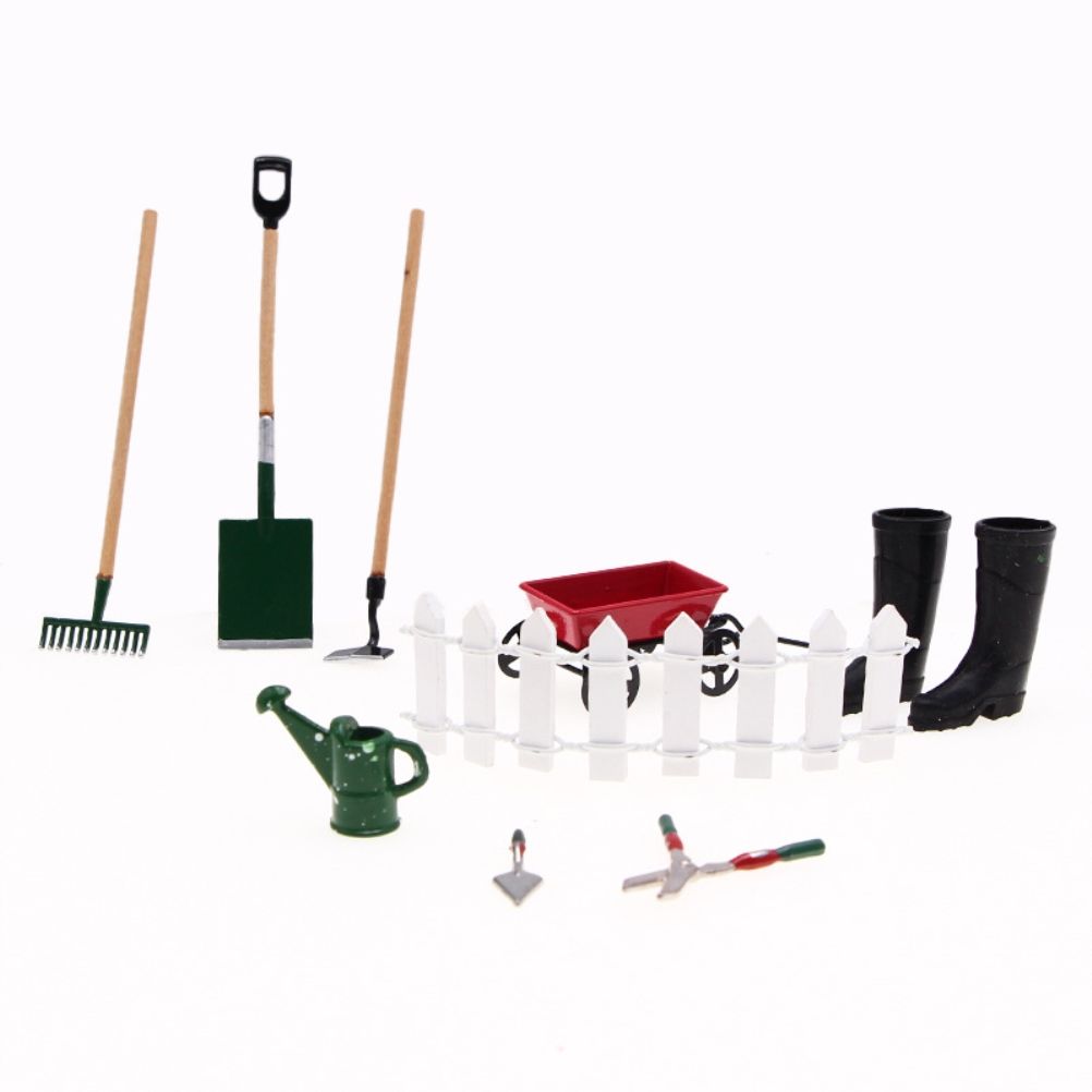 9pcs Miniature Dollhouse Set 1:12 Mini Garden Tools for Dollhouse Garden view 3