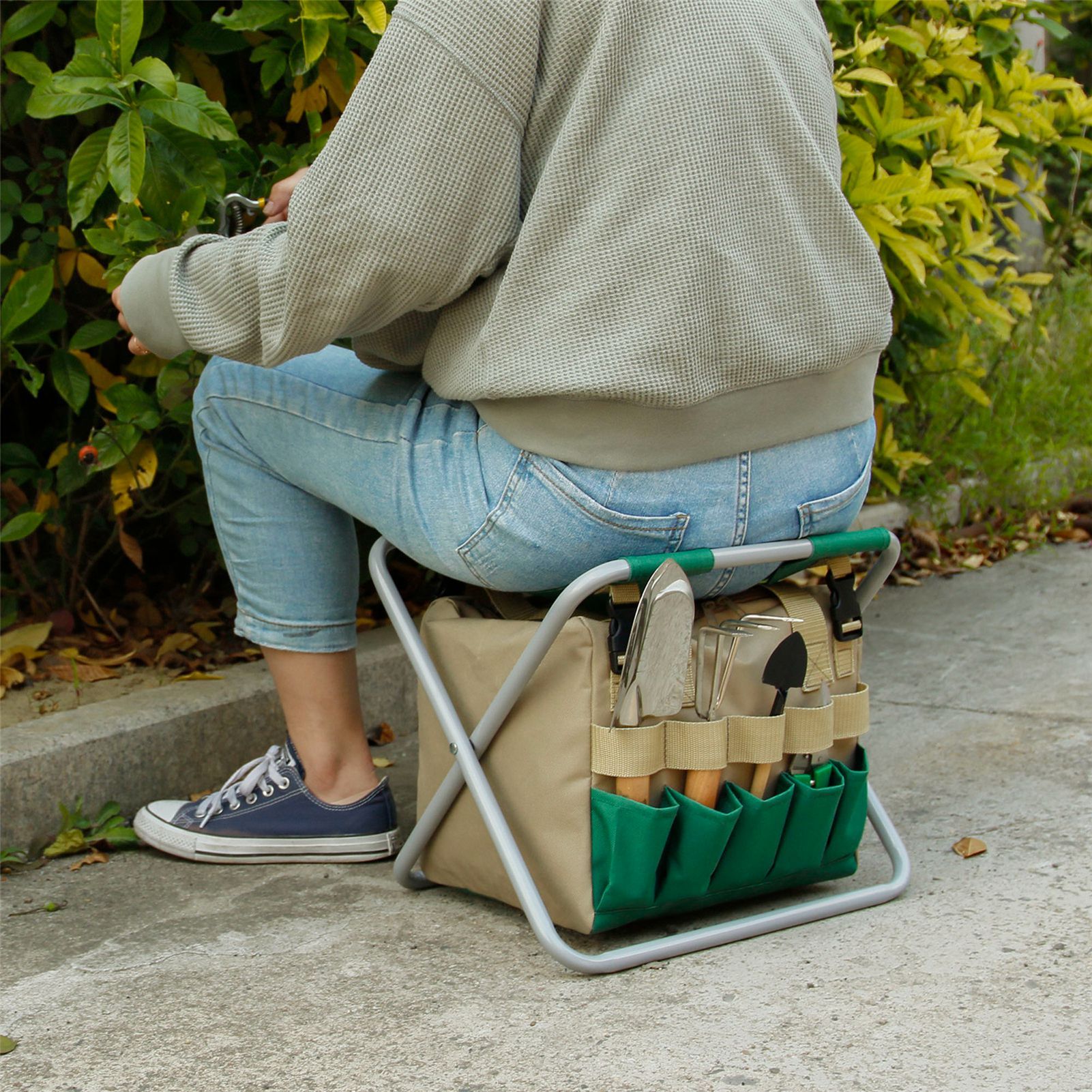 Removable Garden Tool Bench Folding Garden Stool Multifunction Gardening Tool view 10