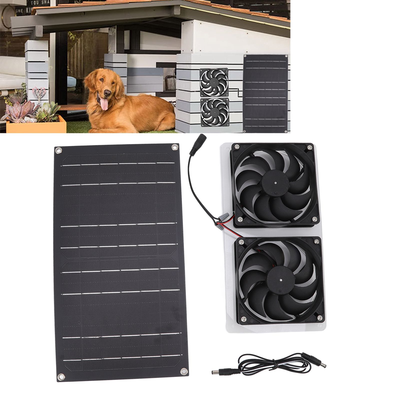 Solar Panel Fan Kit 100W Dual Fans IP67 Waterproof Low Noise Wide Application view 11