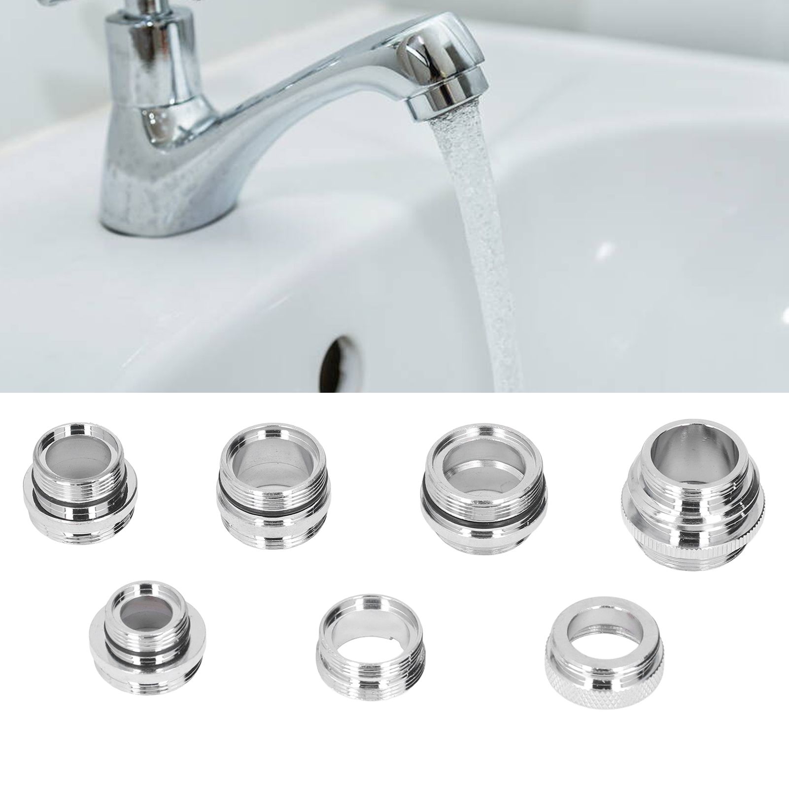 7Pcs/Set Male Female Faucet Adapter Kit with Gasket Brass Aerator Adapter Set view 12