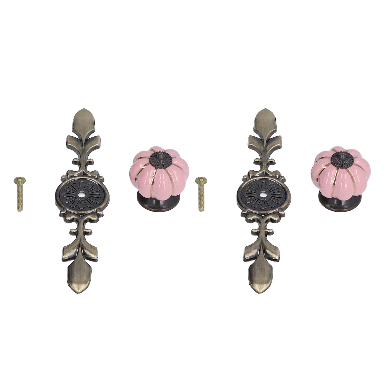 2pcs/set Hand Painted Pumpkin Drawer Knobs Chinese Pastoral Style Ceramic view 2