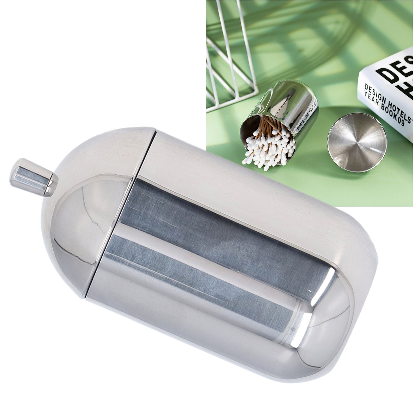 Cotton Swab Holders 304 Stainless Steel Light Luxury Dustproof Cotton Swab view 11