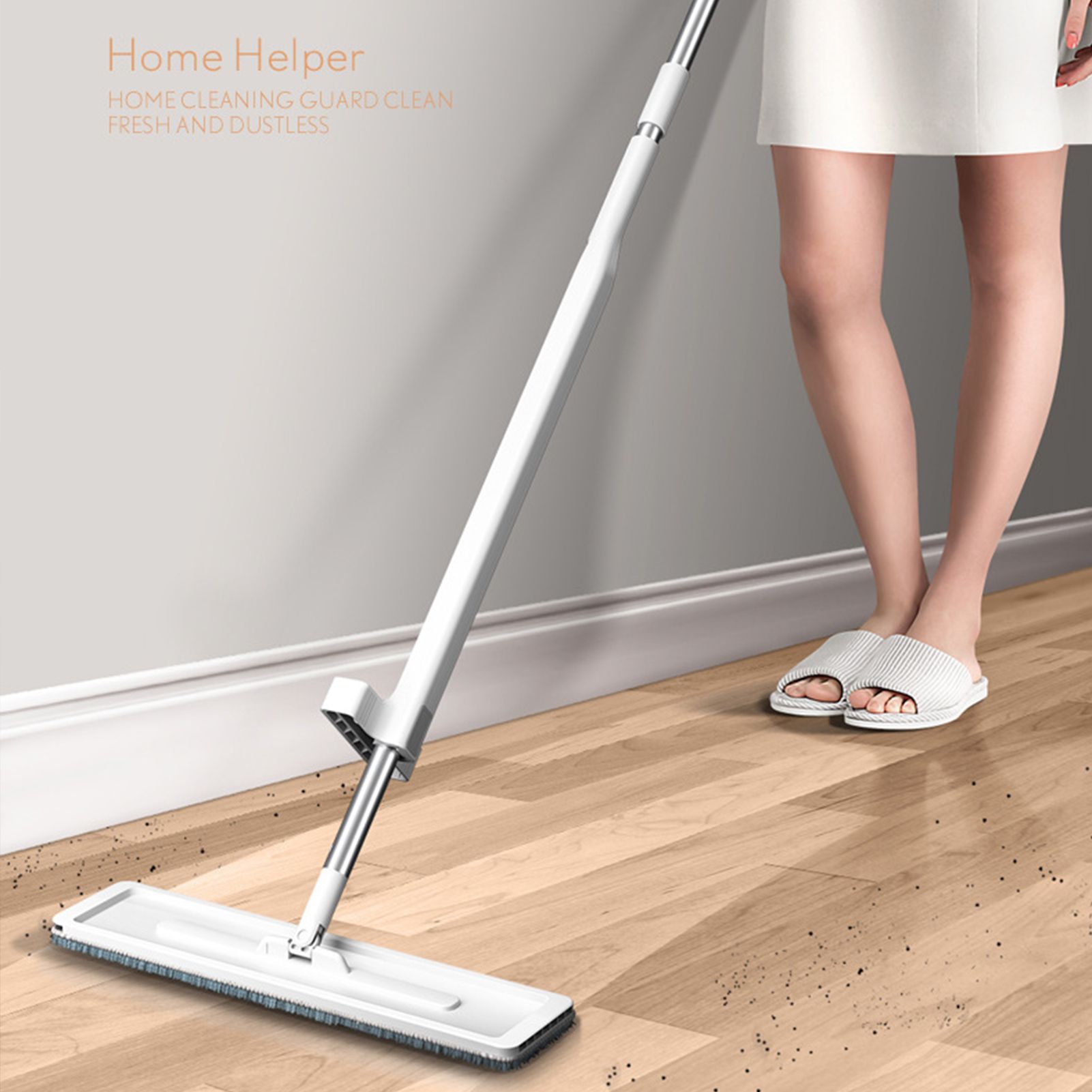 Microfiber Flat Mop Hand Wash Free Long Handle Large Flat Mop Dry Wet Use view 14