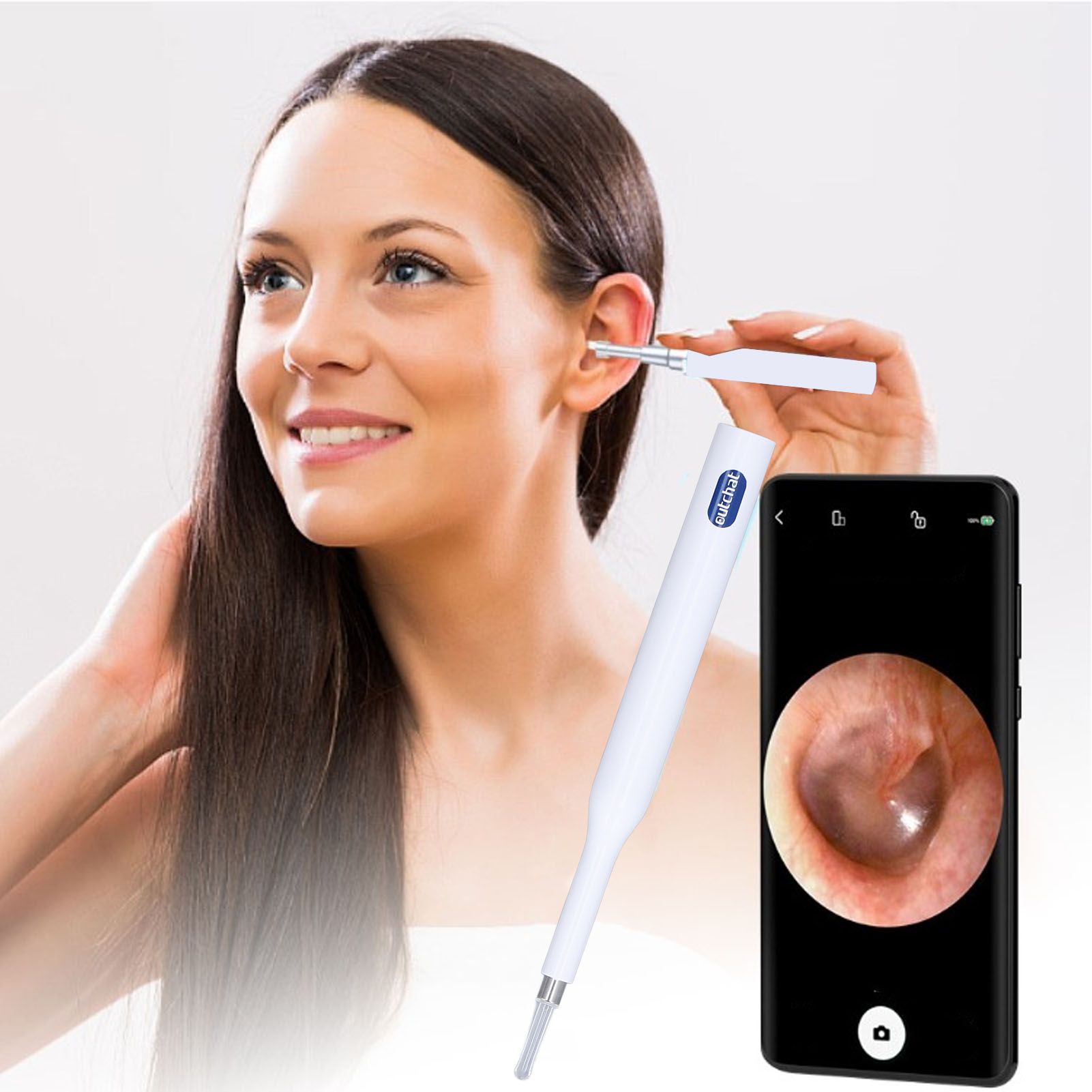 Wireless Otoscope 2.4Ghz Wireless 360 Degrees Wide Angle Lens 20fps CMOS Type view 15