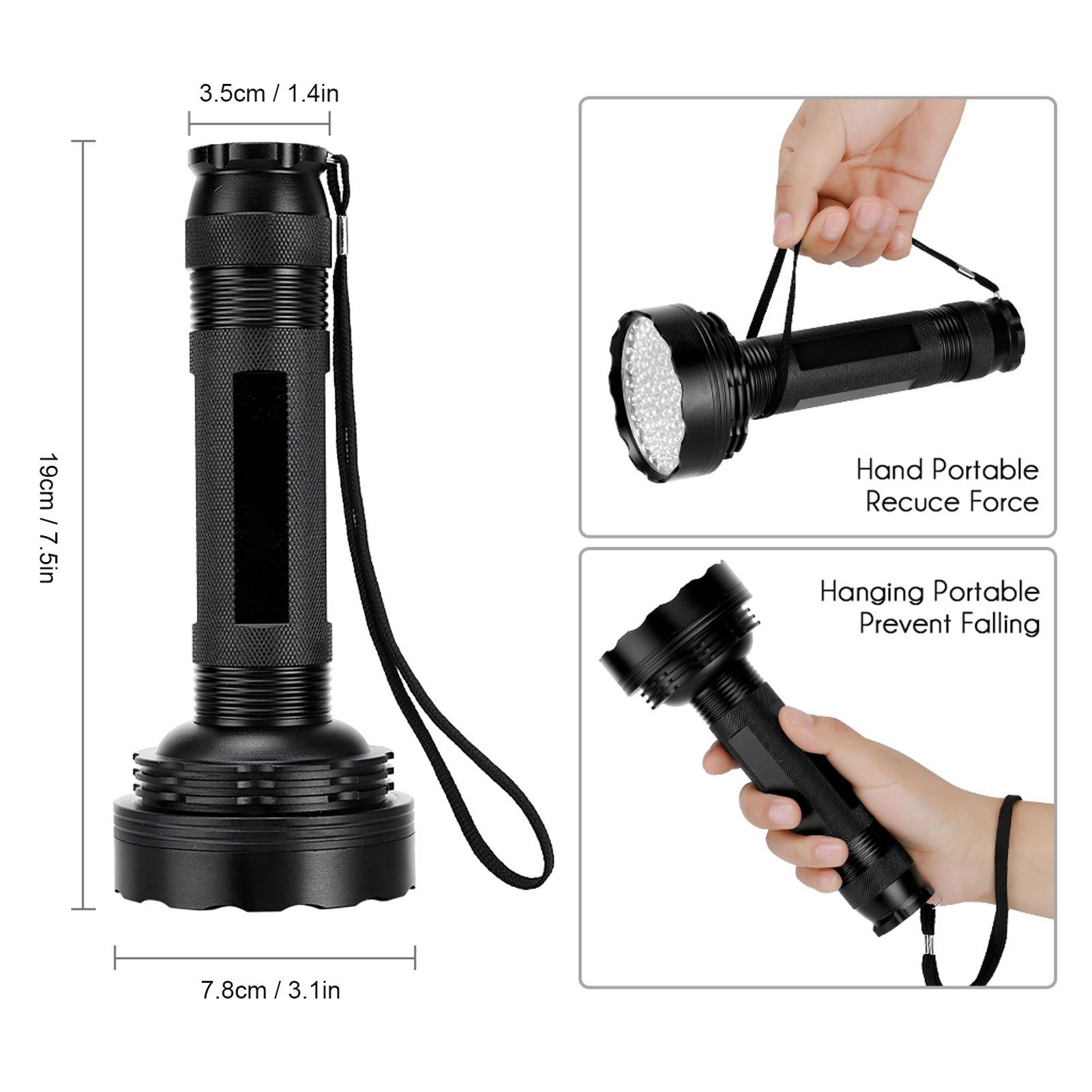 UV Flashlight 100 LED Beads 395nm Easy Use Excellent Performance Anti Slip view 13