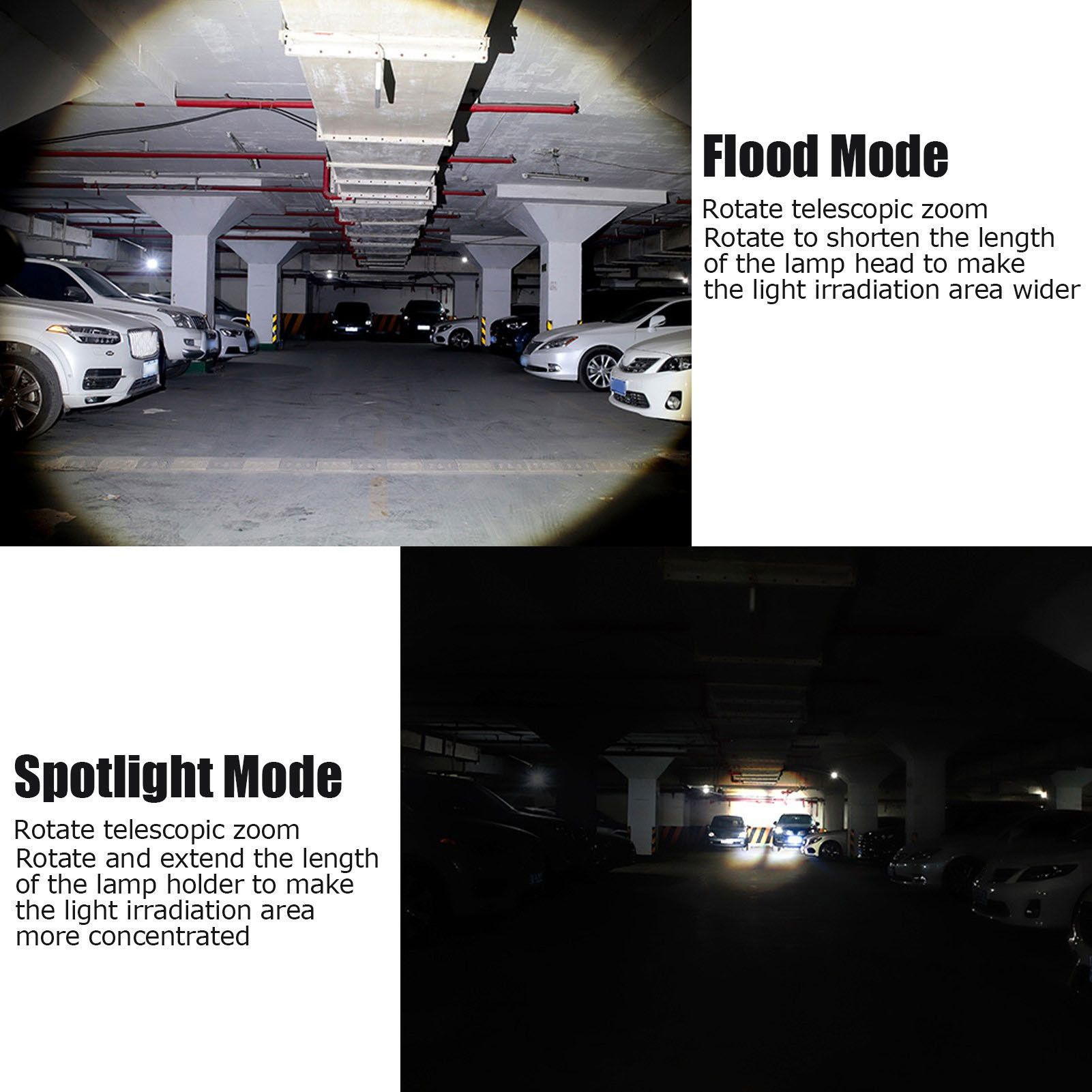 LED Flashlight Telescopic Zoom Protective Function Aluminum Alloy Barrel view 15
