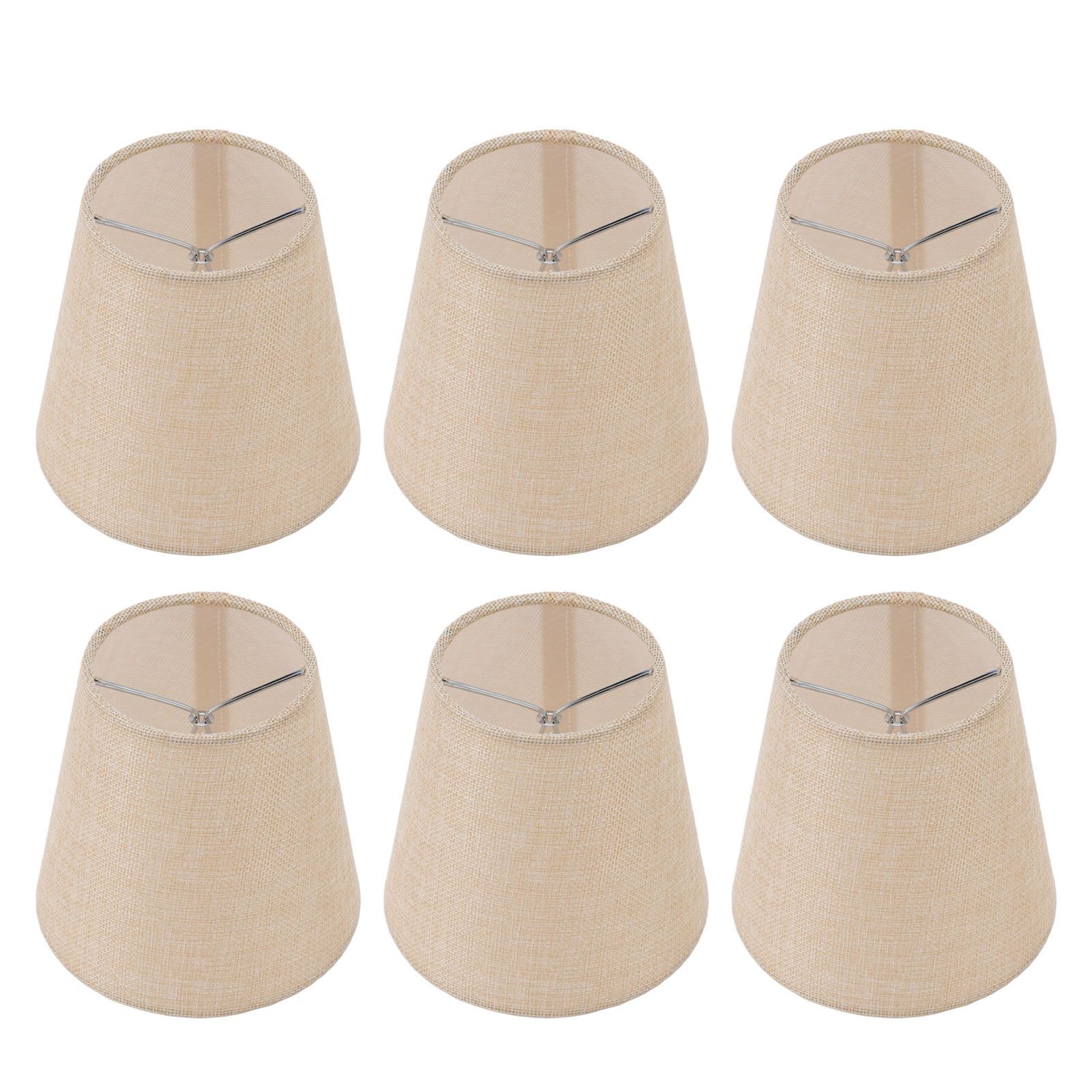 6PCS Linen Fabric Lamp Shade Cover Cylindrical Lampshade with Iron Support for view 2
