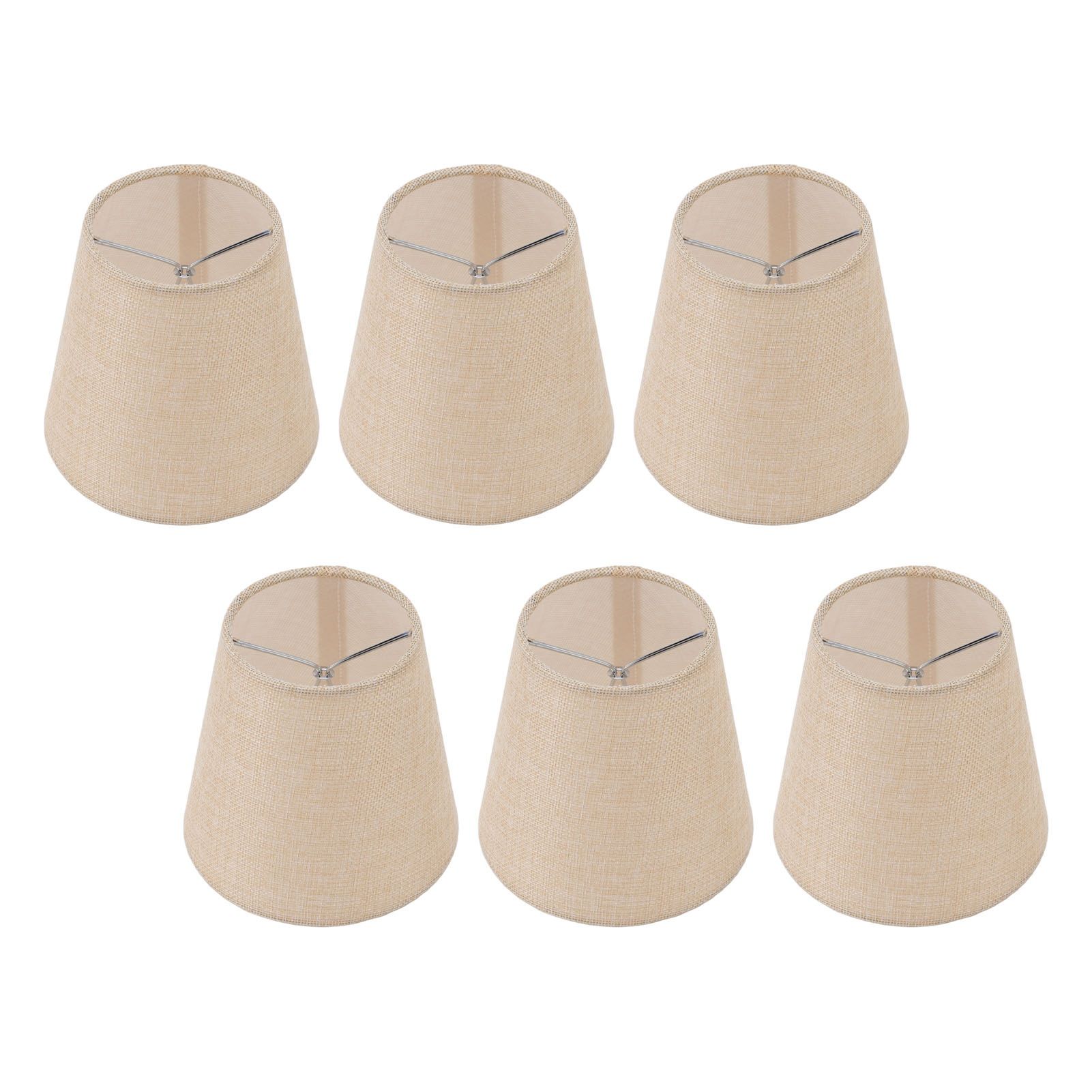 6PCS Linen Fabric Lamp Shade Cover Cylindrical Lampshade with Iron Support for view 3