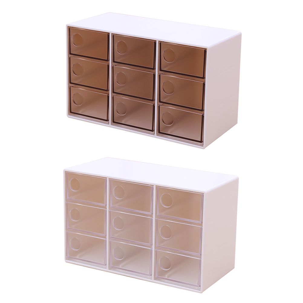Mini 9 Grid Drawer Desk Storage Box Plastic Storage Organizer for Home Office view 3