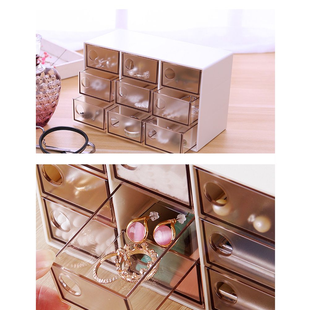 Mini 9 Grid Drawer Desk Storage Box Plastic Storage Organizer for Home Office view 4