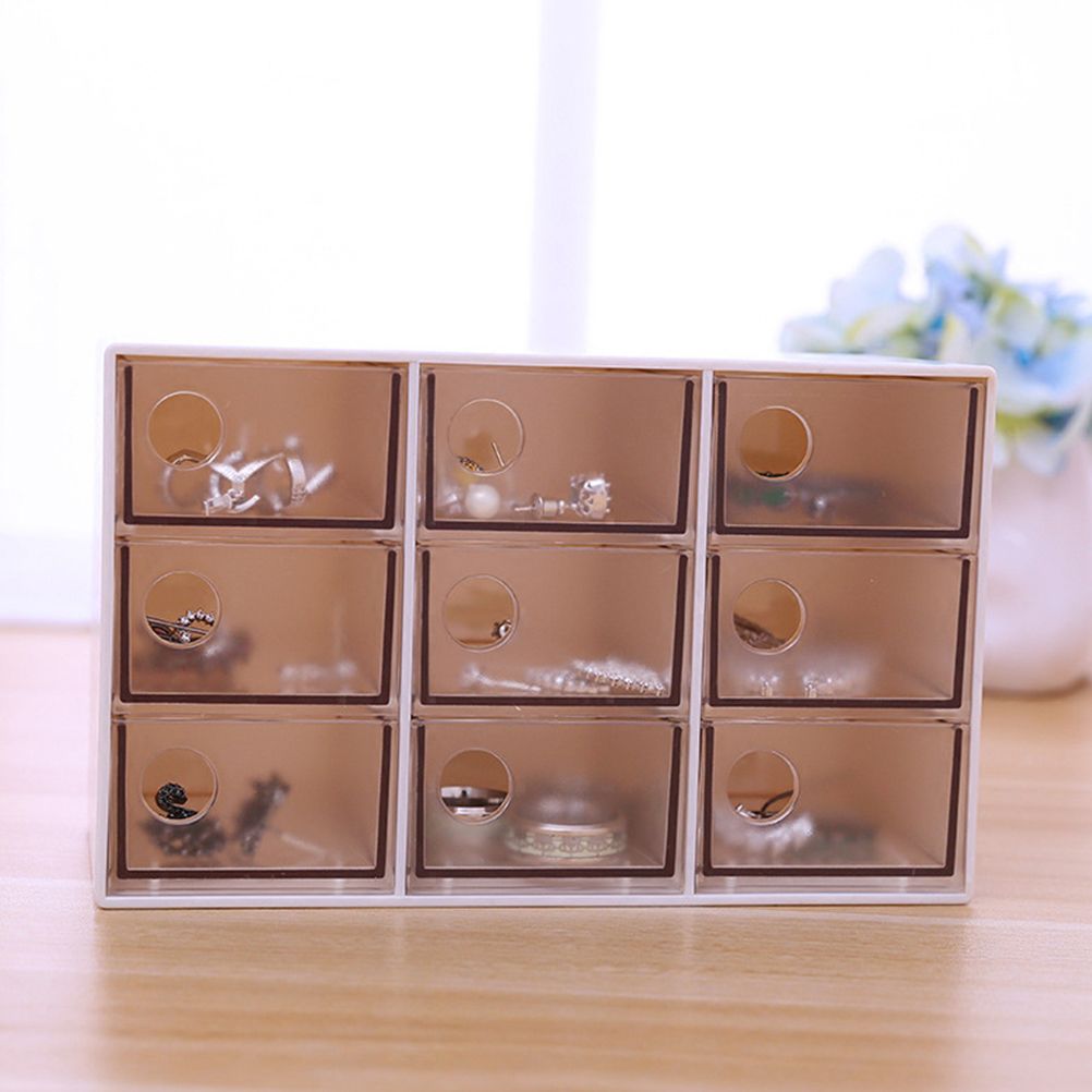 Mini 9 Grid Drawer Desk Storage Box Plastic Storage Organizer for Home Office view 9