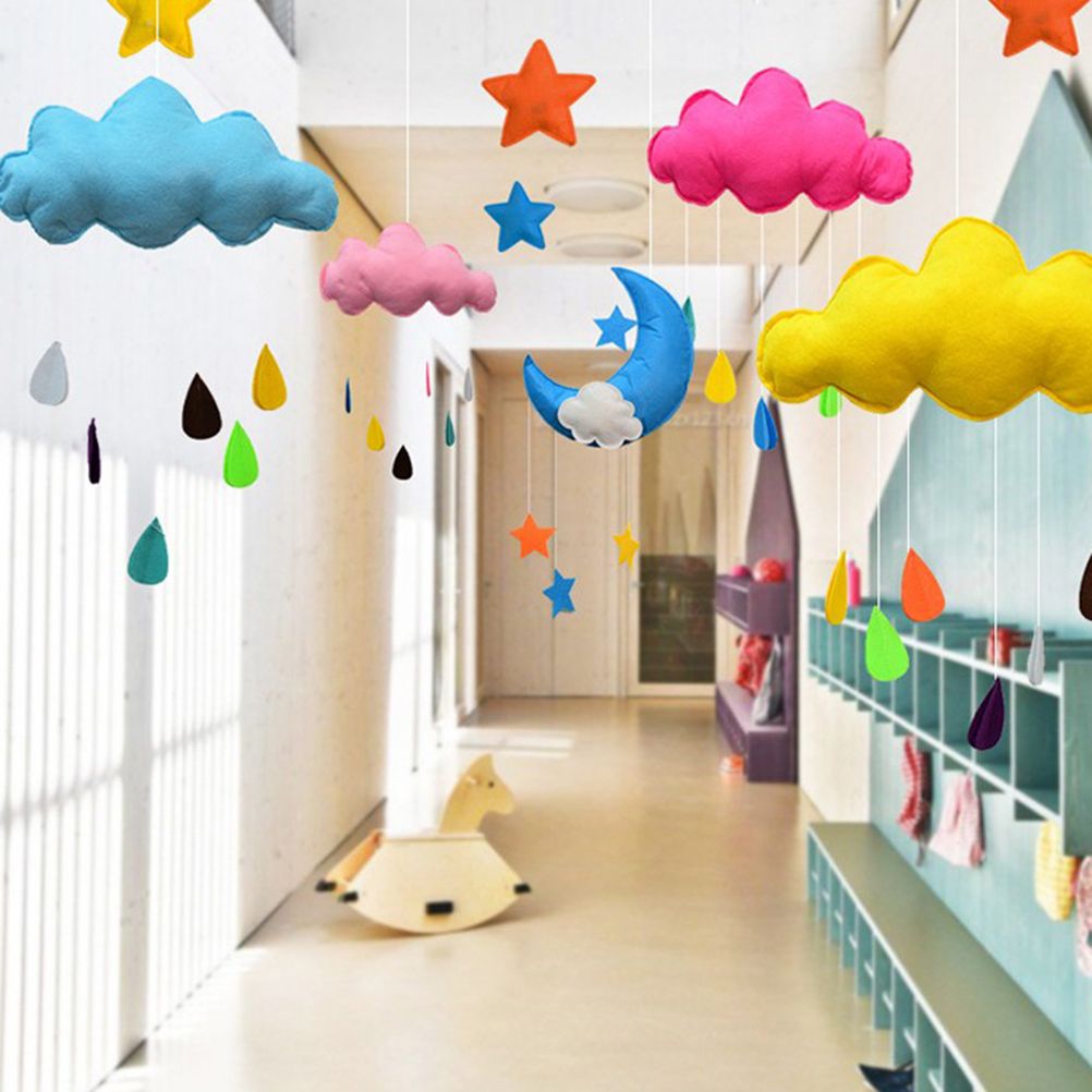 Ceiling Mobile Hanging Cloud Decorations Rainbow Mobile Cloud Ceiling Decor view 4