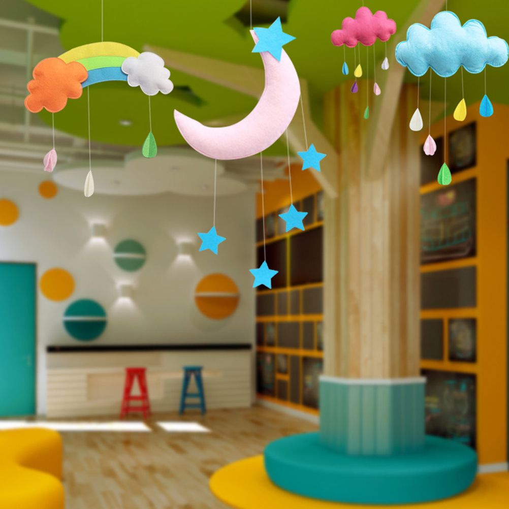Ceiling Mobile Hanging Cloud Decorations Rainbow Mobile Cloud Ceiling Decor view 8