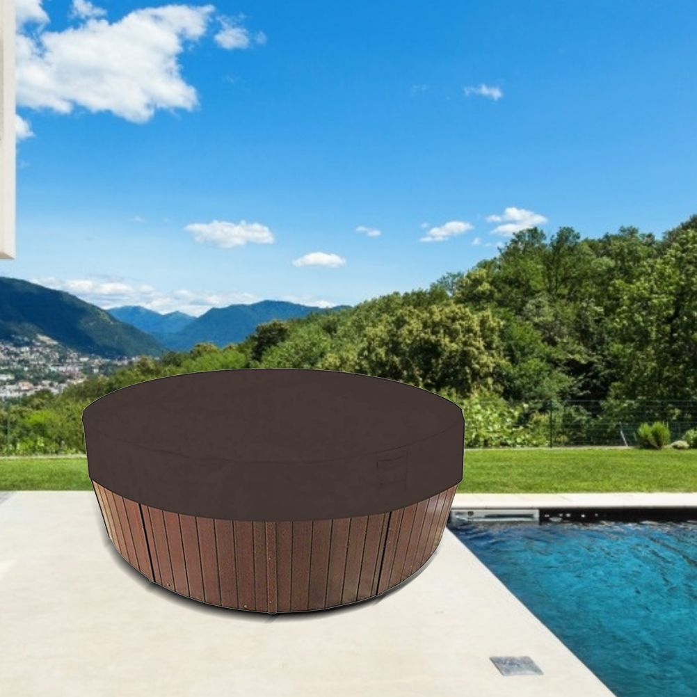 Round Hot Tub Cover Pool Dust Cover Bathtub Drawstring Oxford Cloth Cover for view 7