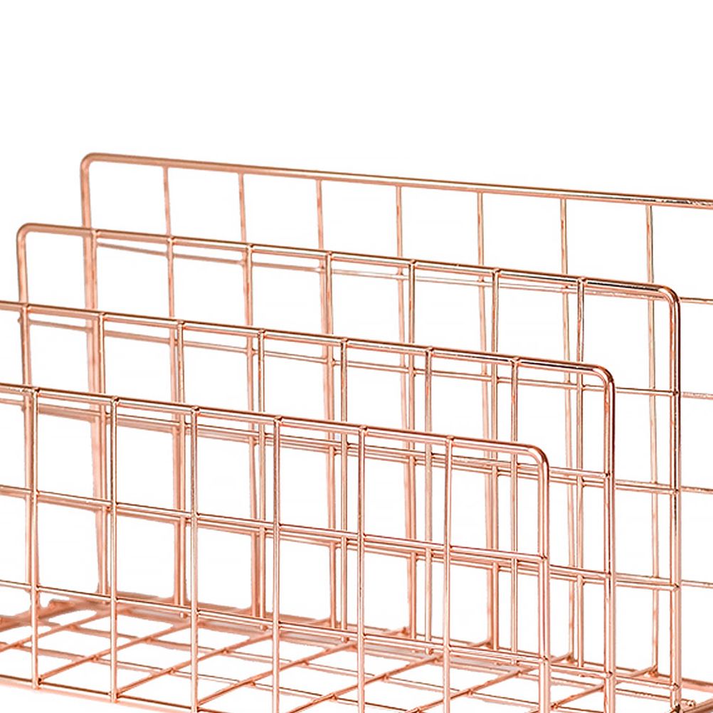 Letter Holder Iron Metal Three Grid Bookcase Holder Multifunctional File view 4