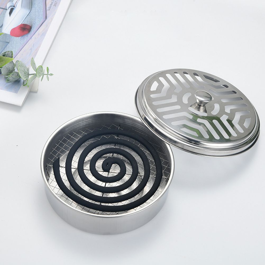 Round Mosquito Coil Holder Stainless Steel Mosquito Coil Disk Portable view 3