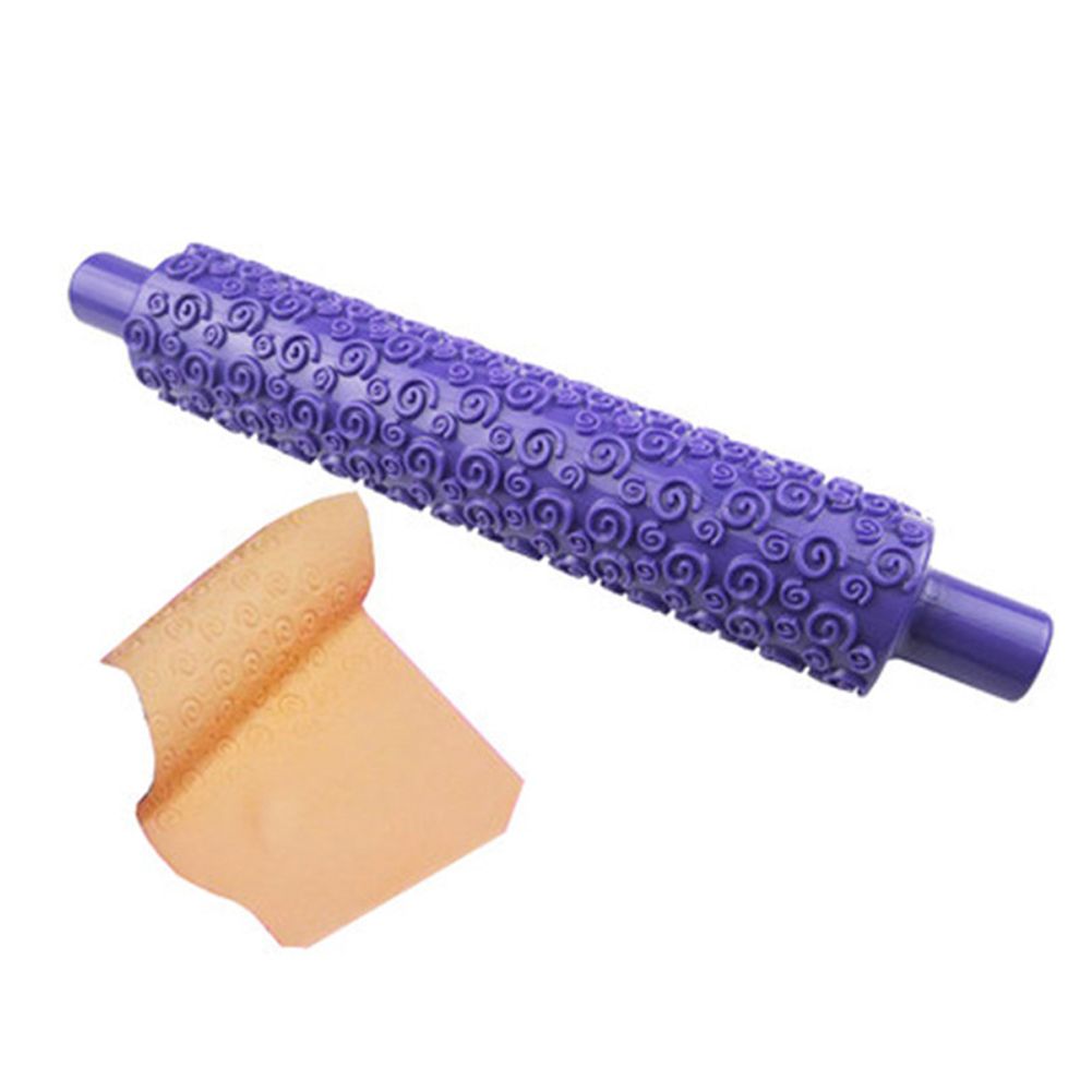 Plastic Non Stick Fondant Rolling Pin Tool Portable Embossed Rolling Pin view 4