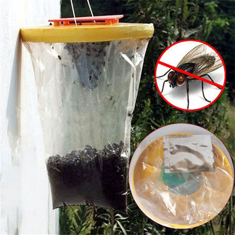 Fly Trap Outdoors Fly Catcher Hanging Fly Bags for Outdoor Barns Stables and Yards view 8
