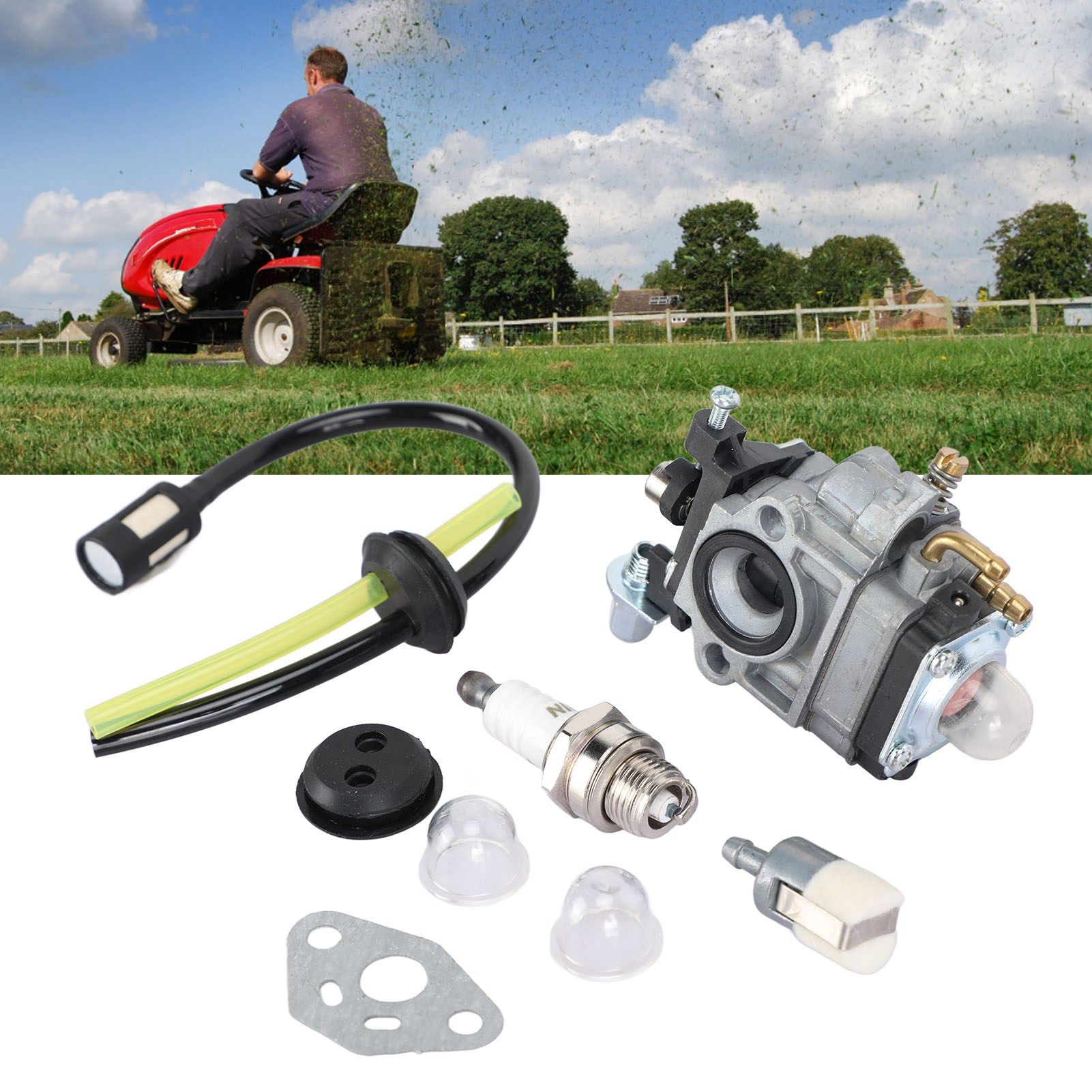 Lawn Mower Carburetor Kit Spark Plug Filter Line for TH23 TH26 TH34 23CC 25CC view 11