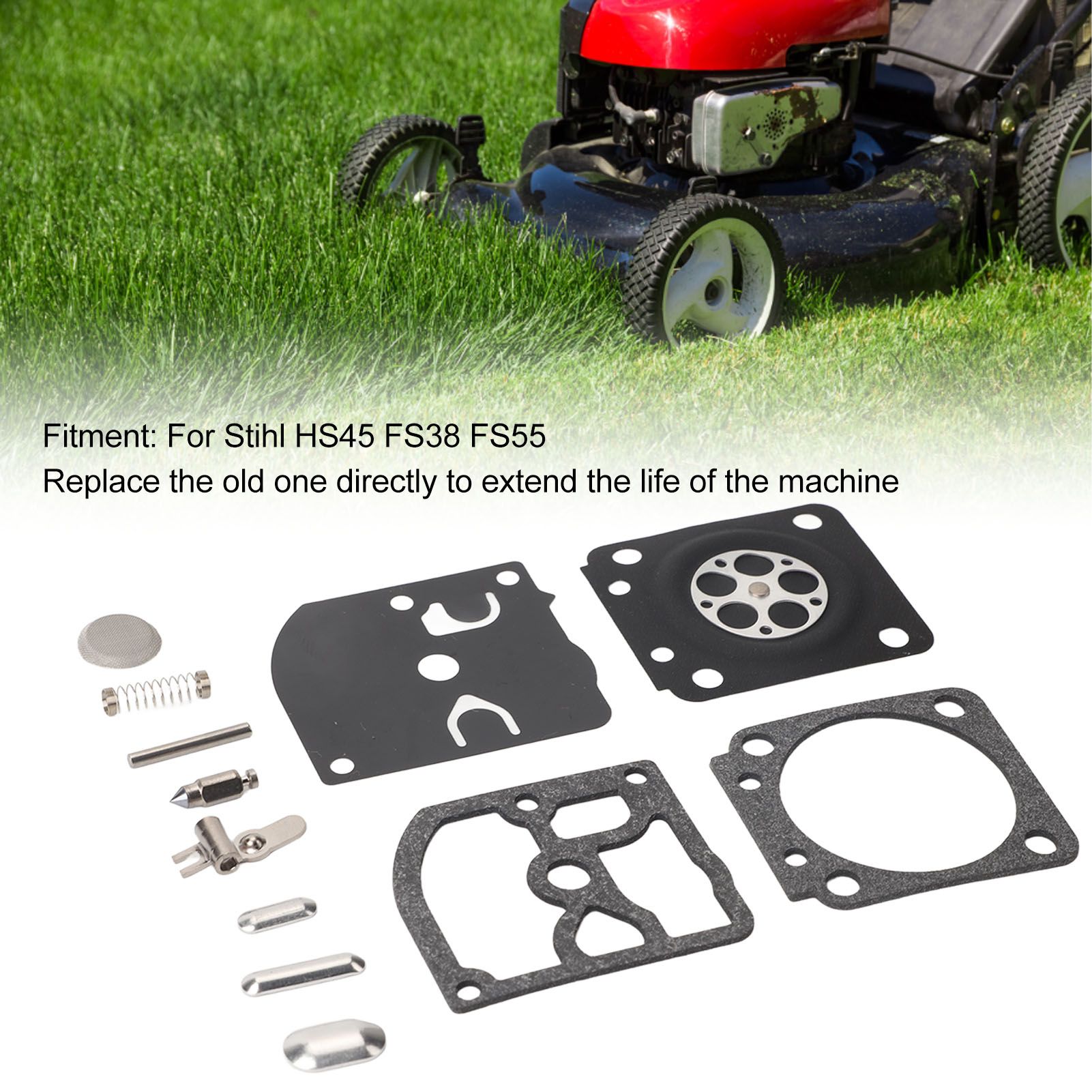 Trimmer Carburetor Repair Kit Carb Gasket Primer Bulb Set for Stihl HS45 FS38 view 15