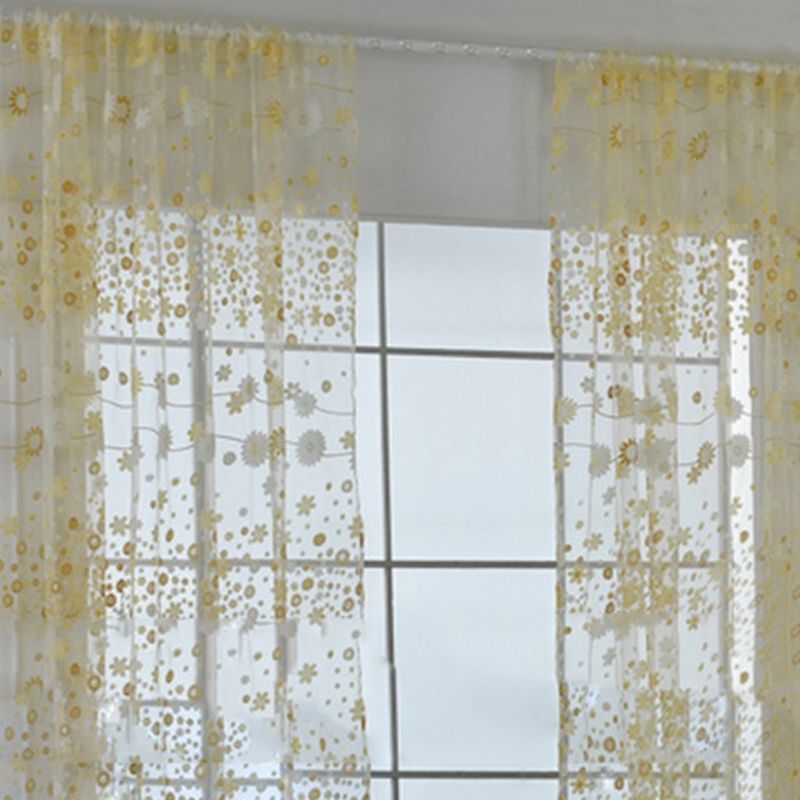 Sheer Curtain Innovative Elegant Translucent Floral Voile Drapes for Living view 3