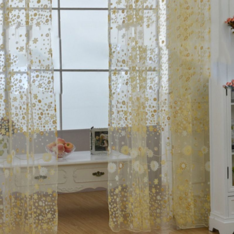 Sheer Curtain Innovative Elegant Translucent Floral Voile Drapes for Living view 5