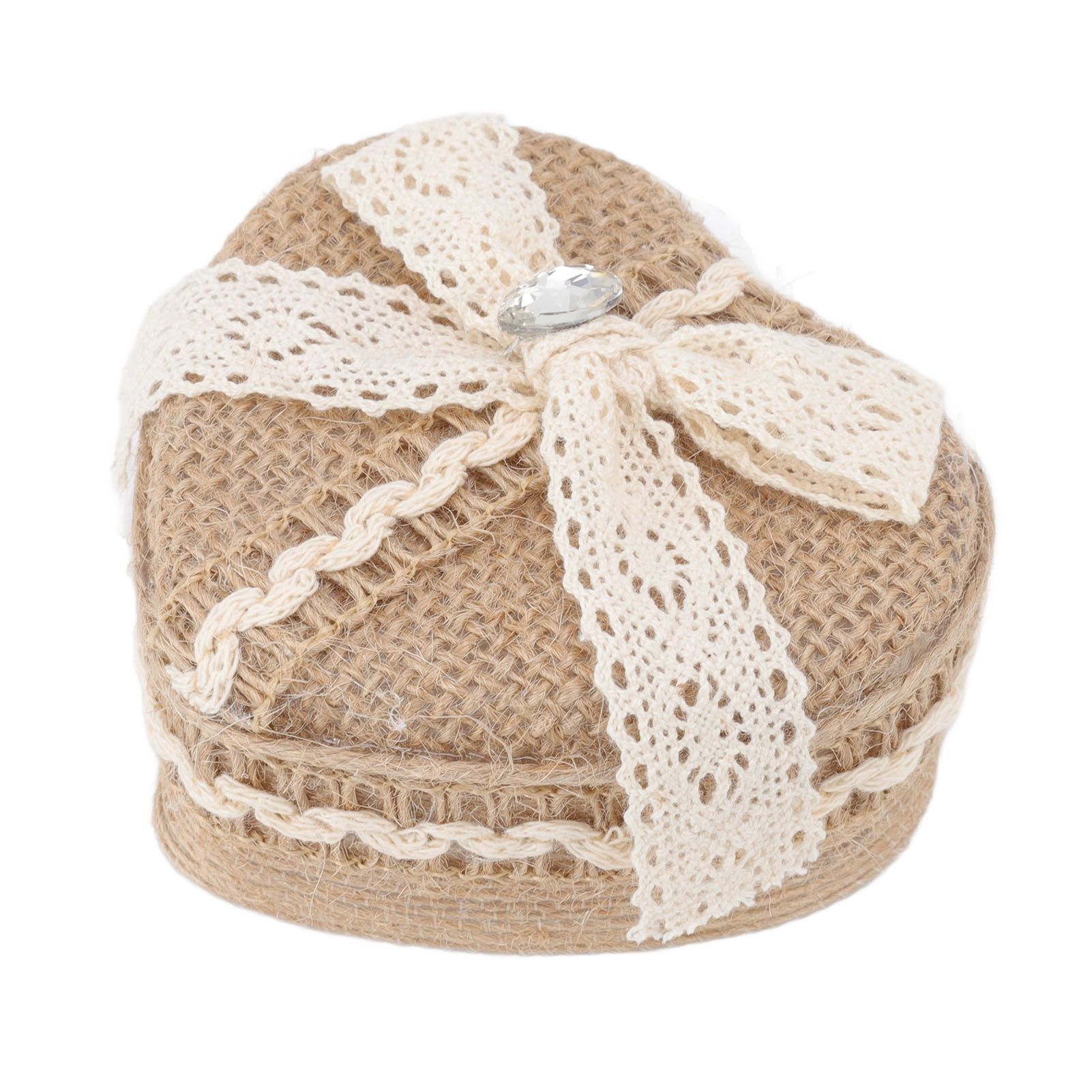 Heart Shaped Ring Gift Box Linen Trim Knitted Sweet Decoration for Jewelry view 8