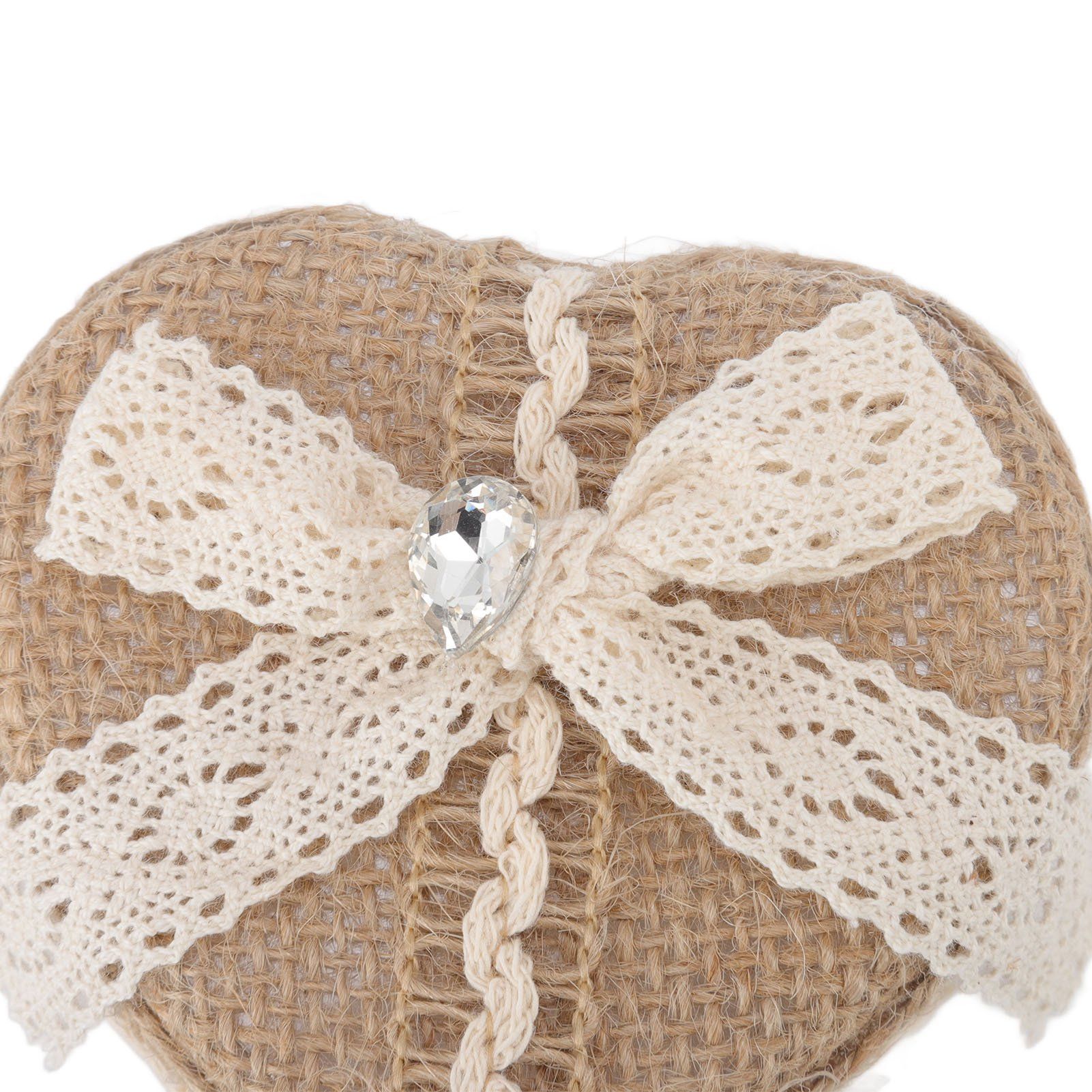 Heart Shaped Ring Gift Box Linen Trim Knitted Sweet Decoration for Jewelry view 14