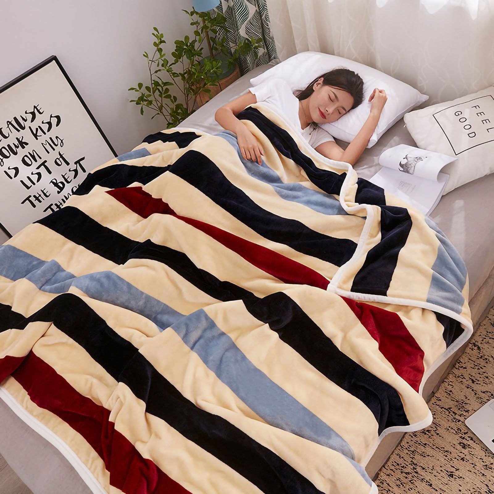 Throw Blanket Cartoon Pattern Thickened Air Conditioning Blanket for Home — image 1