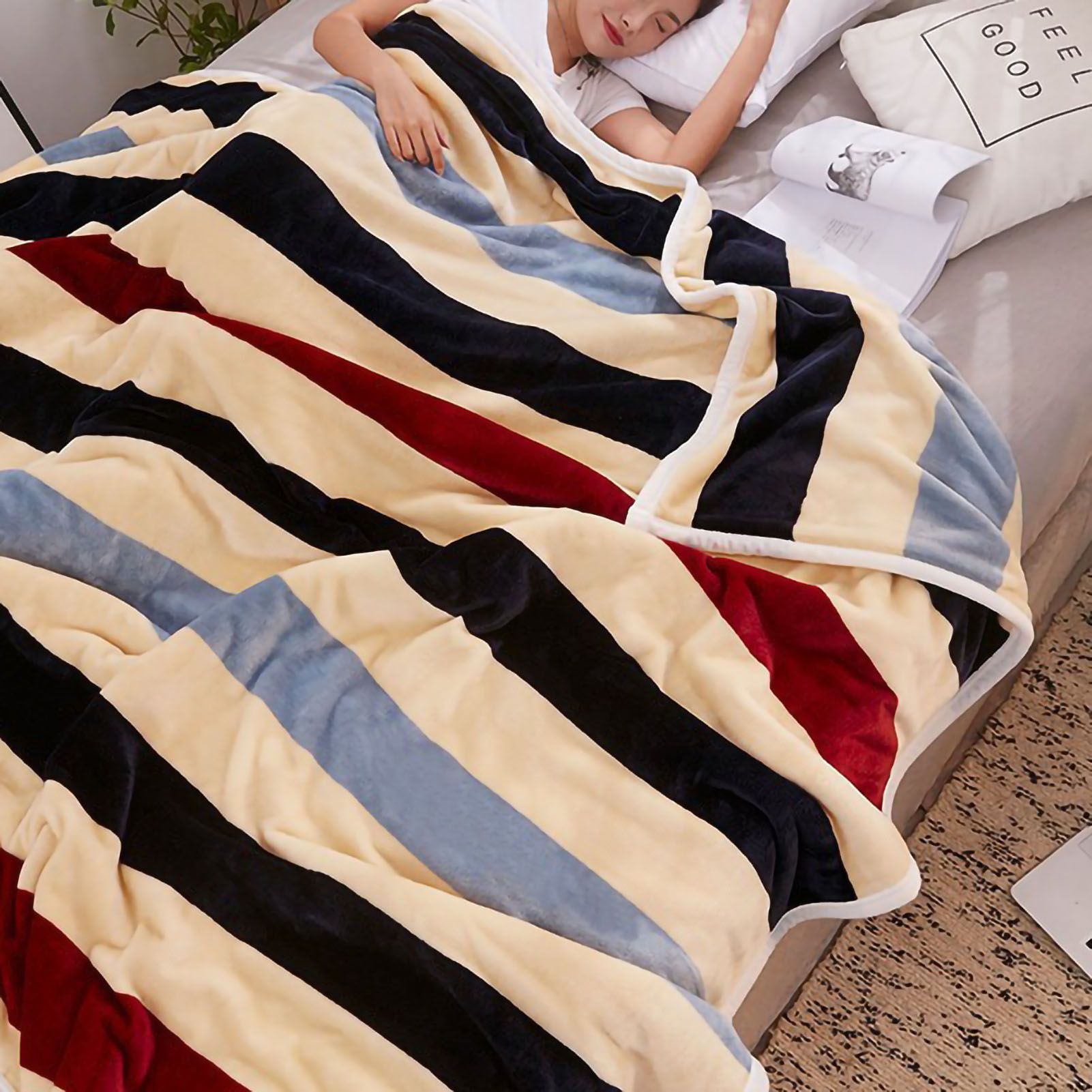 Throw Blanket Cartoon Pattern Thickened Air Conditioning Blanket for Home view 2