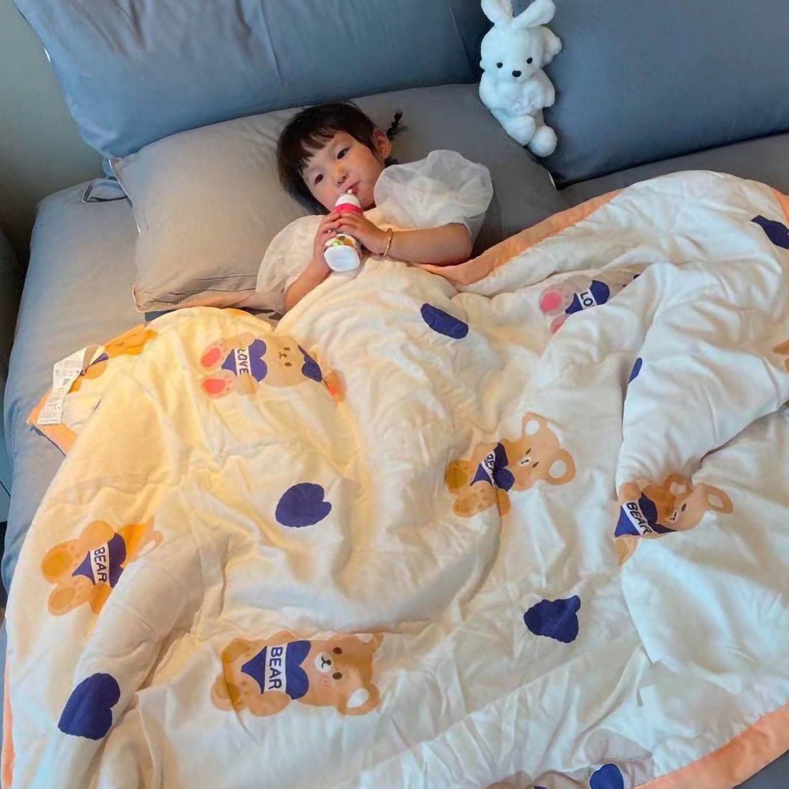 Summer Quilt Single Cartoon Child Cartoon Silk Feather Cotton Blanket Soft view 3