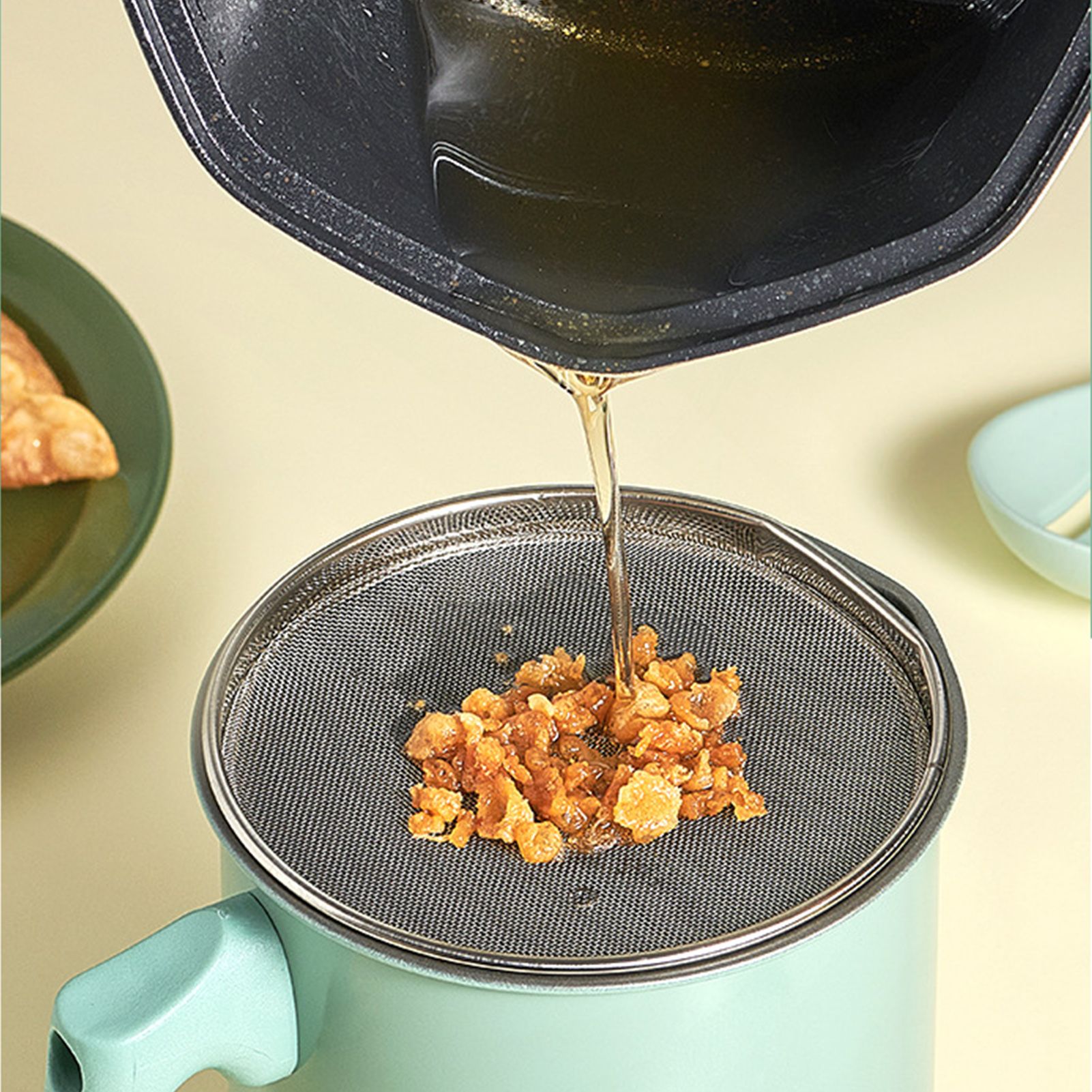 Oil Strainer Pot 1.4L Wood Grain Easy Operation No Rust Oil Storage Supplies view 6