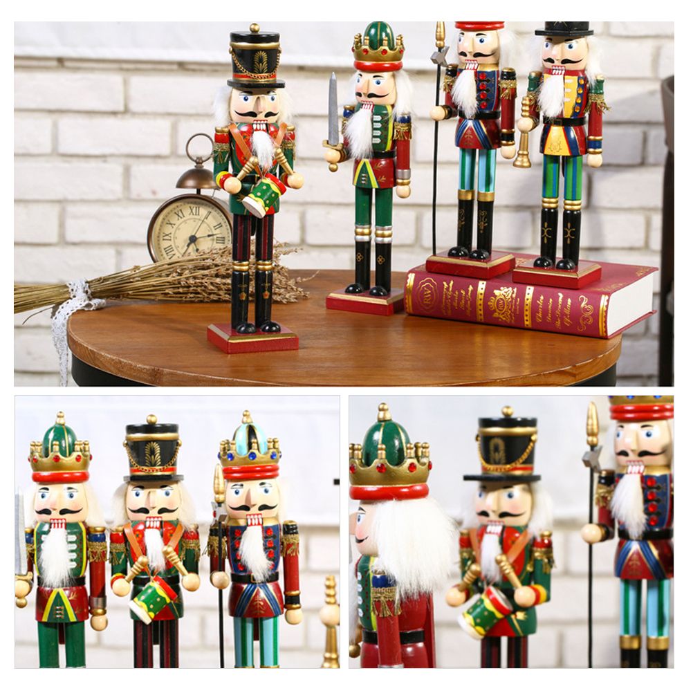 4Pcs 30cm Christmas Nutcracker Soldiers Wooden Soldier Nutcracker on Stand view 4