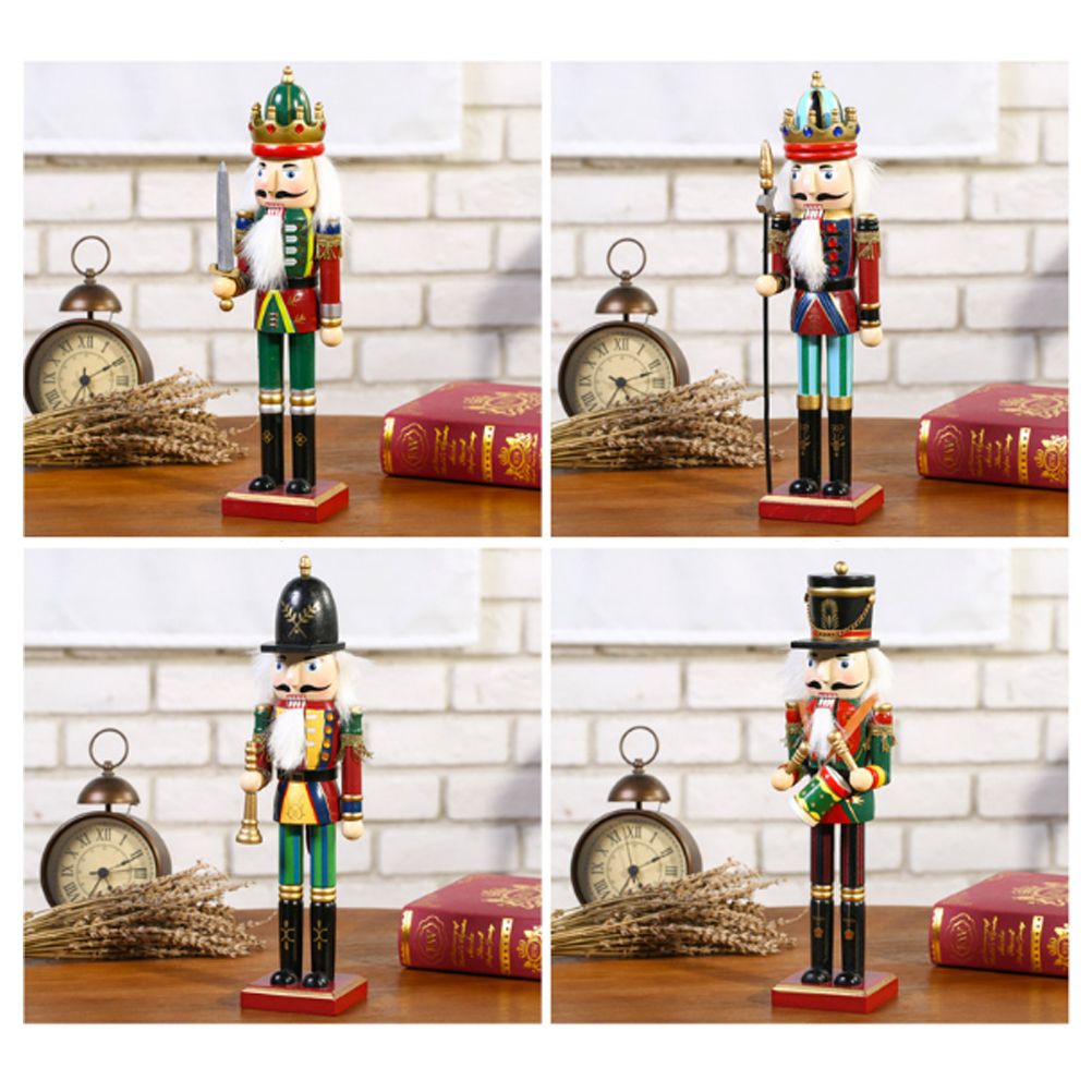 4Pcs 30cm Christmas Nutcracker Soldiers Wooden Soldier Nutcracker on Stand view 6