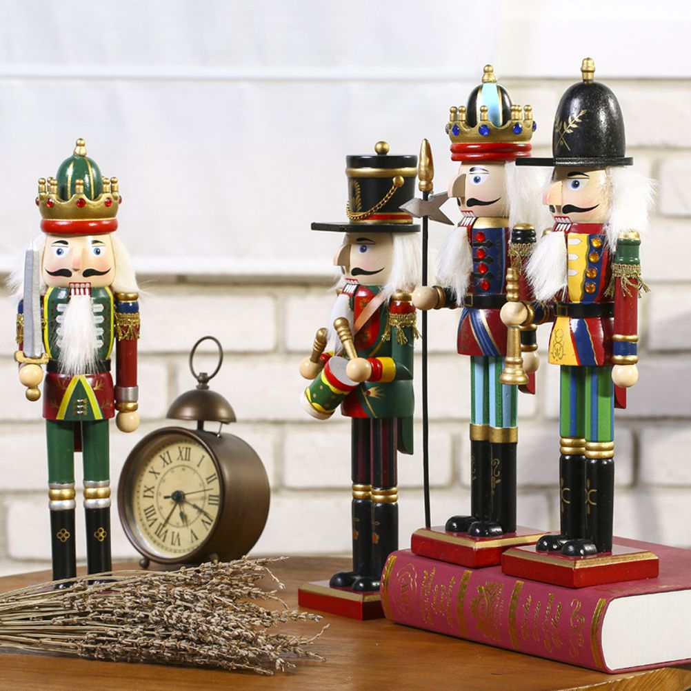 4Pcs 30cm Christmas Nutcracker Soldiers Wooden Soldier Nutcracker on Stand view 8