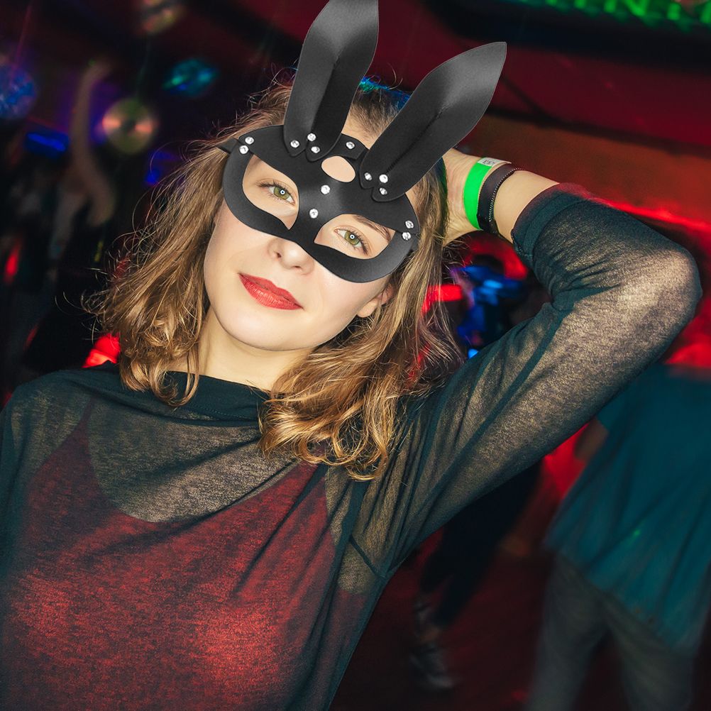Women Sexy Rabbit Ears Mask Cute Bunny Long Ears Face Mask Halloween view 4