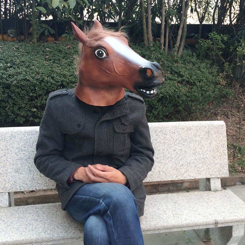 Horse Head Mask Novelty Cosplay Masquerade Halloween Funny Latex Animal Head Mask view 2