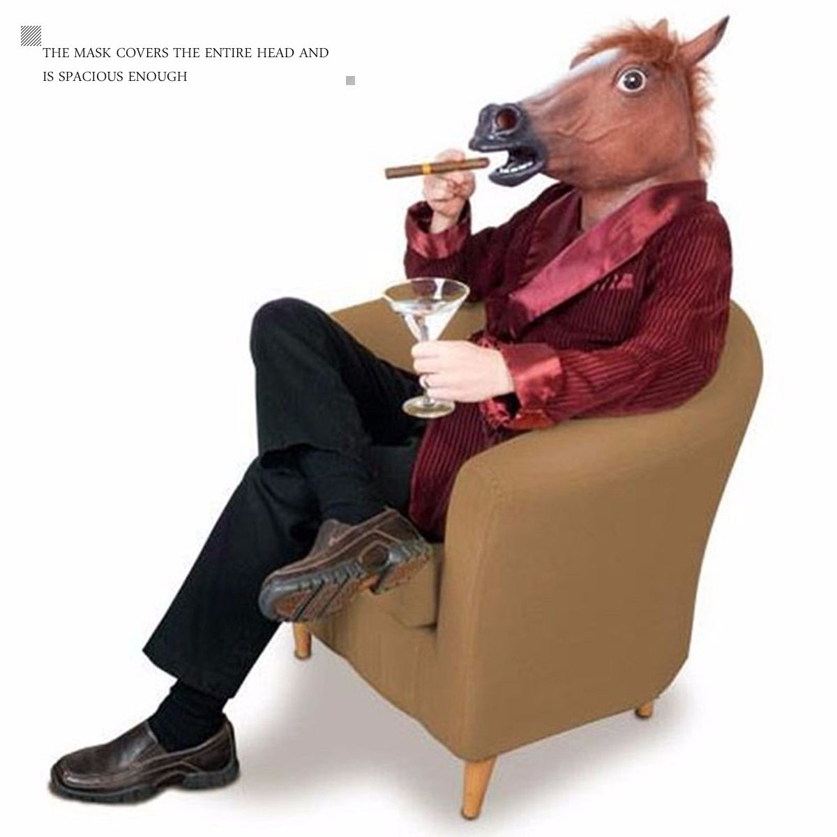 Horse Head Mask Novelty Cosplay Masquerade Halloween Funny Latex Animal Head Mask view 7