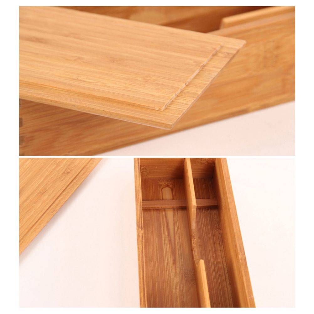 Bamboo Cutlery Storage Box Wooden Storage Container for Tableware Cosmetics view 3