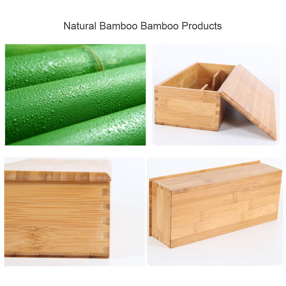 Bamboo Cutlery Storage Box Wooden Storage Container for Tableware Cosmetics view 6